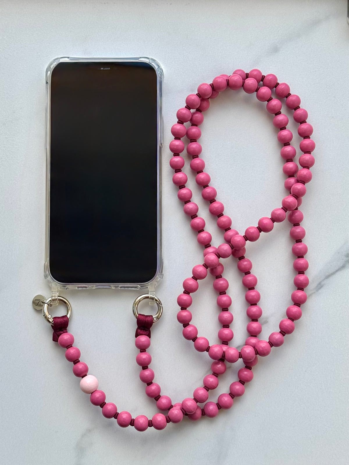 Korálkový popruh na telefon – Berry Wine