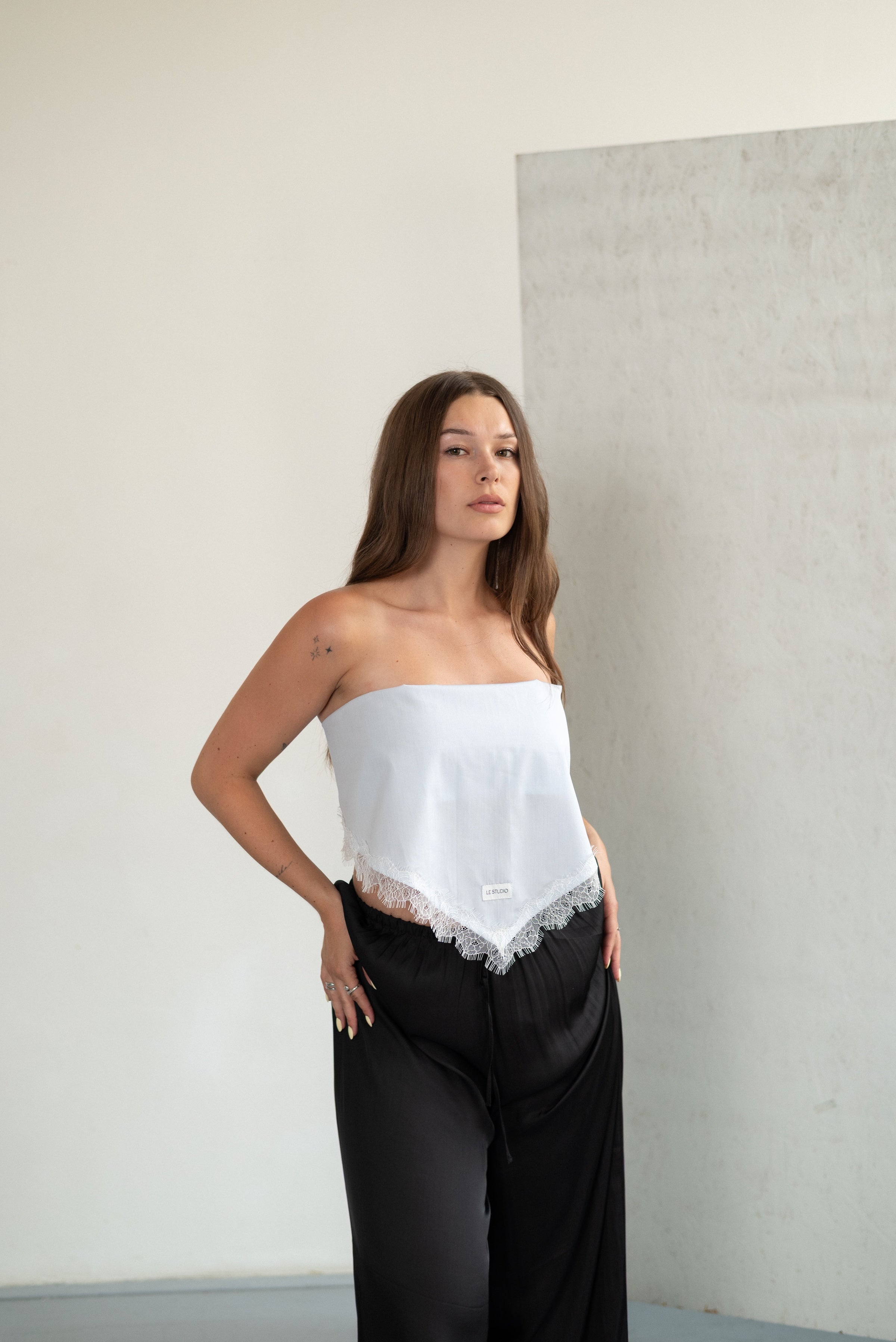 Stylingový šátek s krajkou – Blush