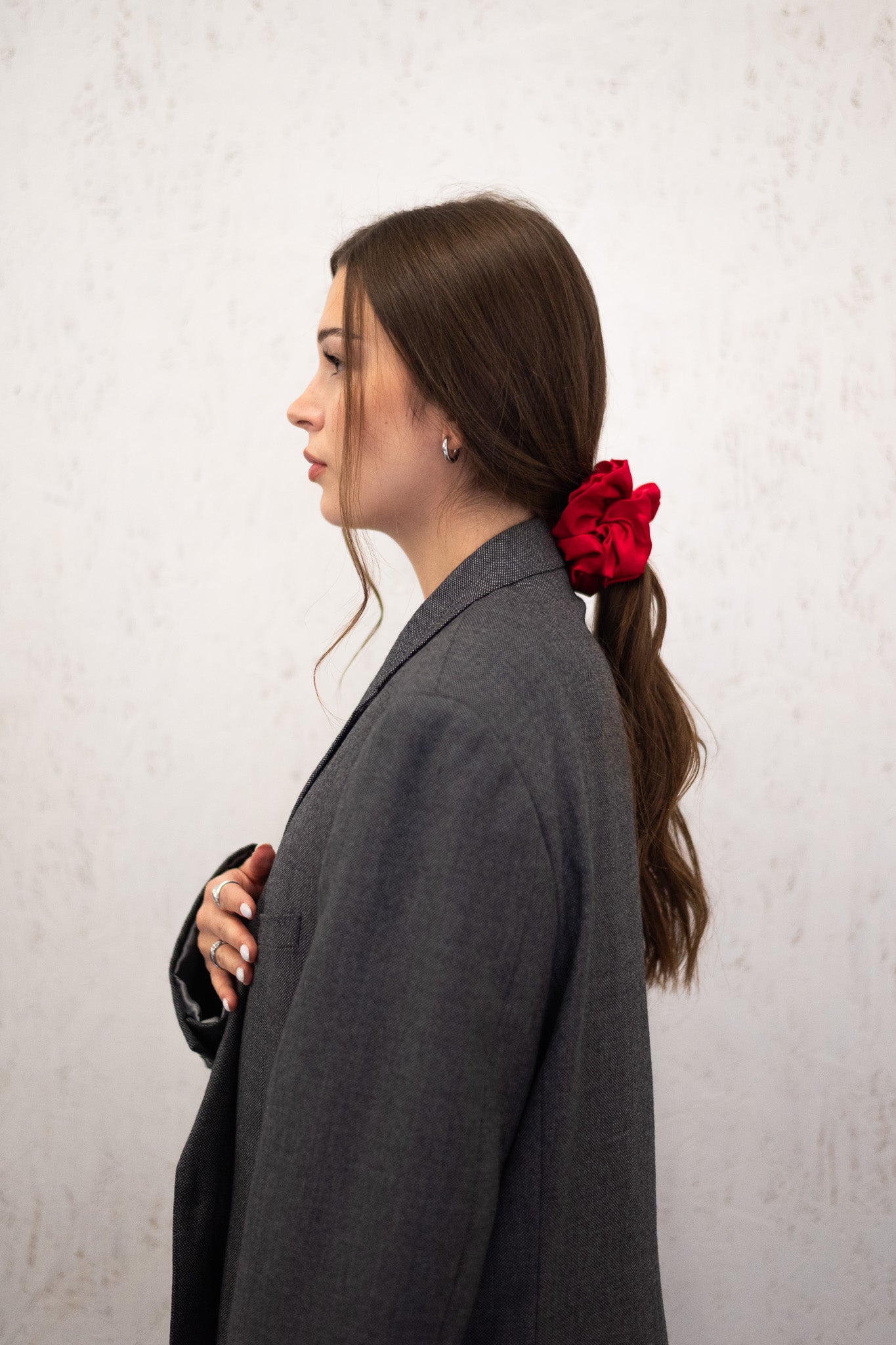 Scrunchie ze 100% hedvábného saténu - červená