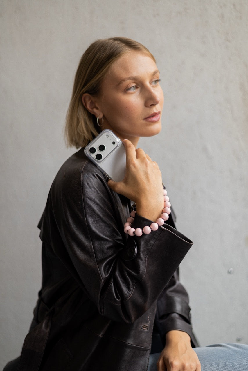 Mini korálkový popruh na telefon – Ballet Pink