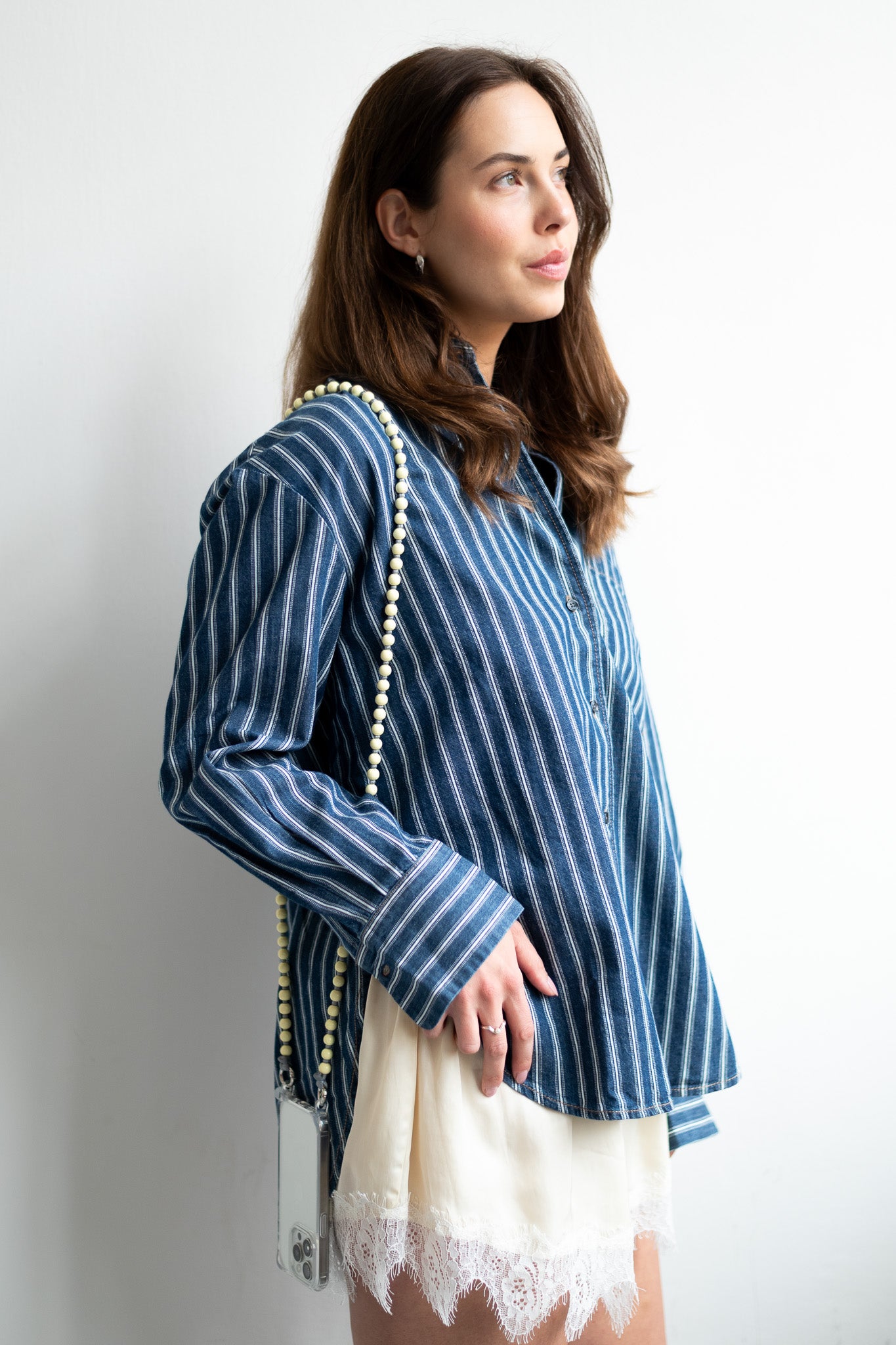 Korálkový popruh na telefon – Soft Yellow