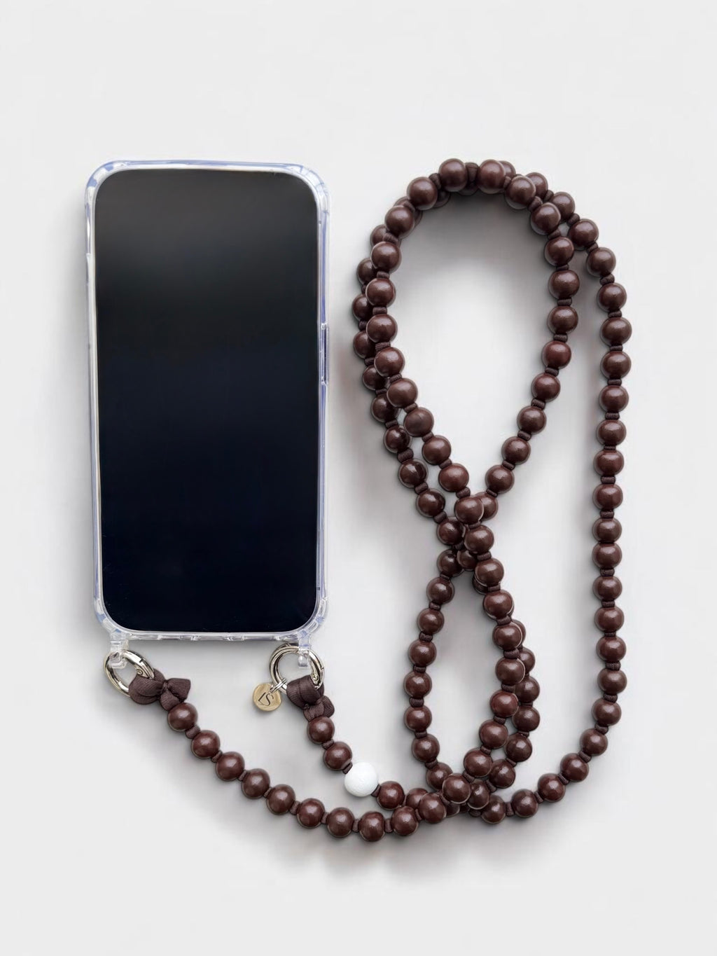 Korálkový popruh na telefon – Espresso Light