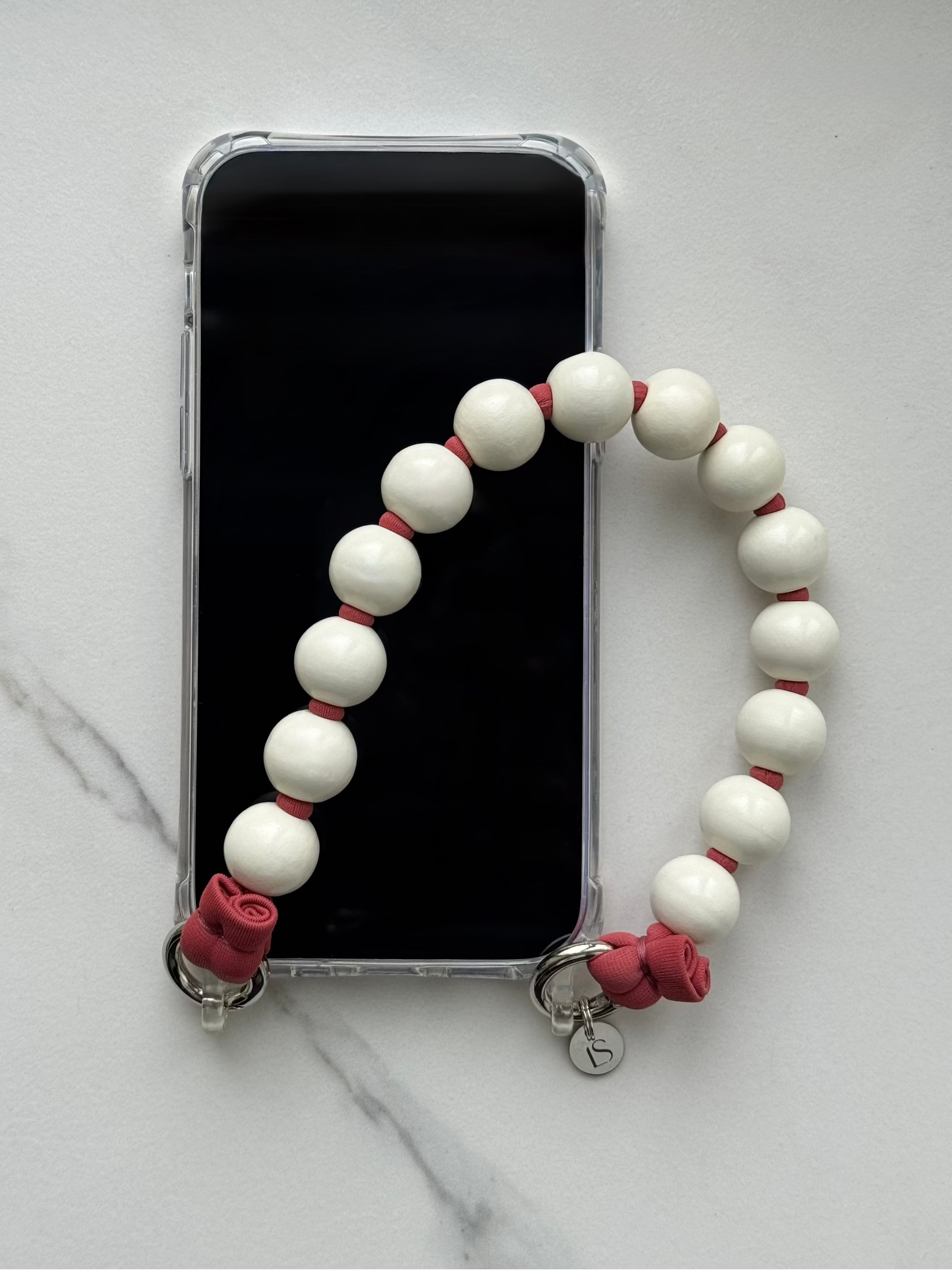 Mini korálkový popruh na telefon – Milk Rose