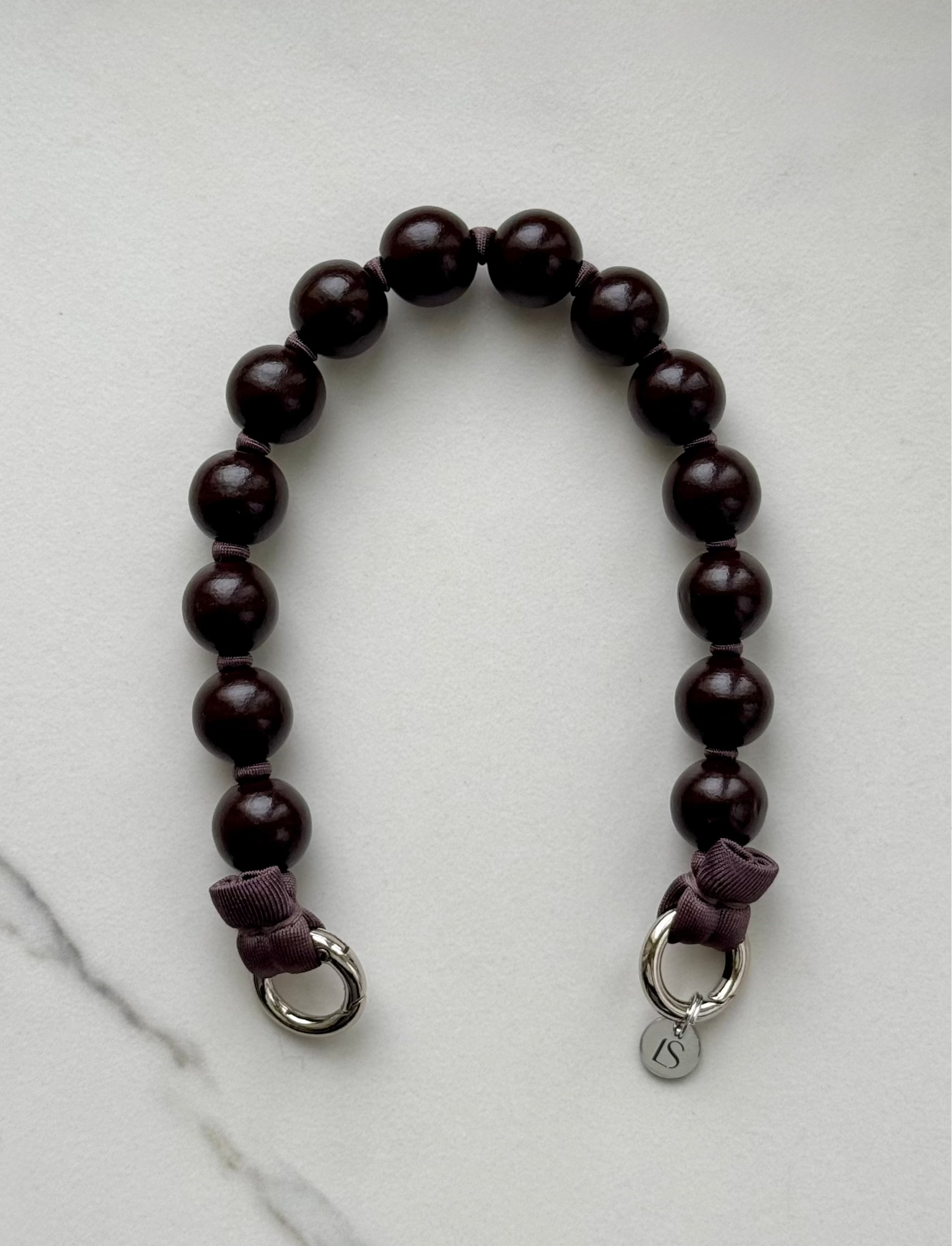 Mini korálkový popruh na telefon – Espresso