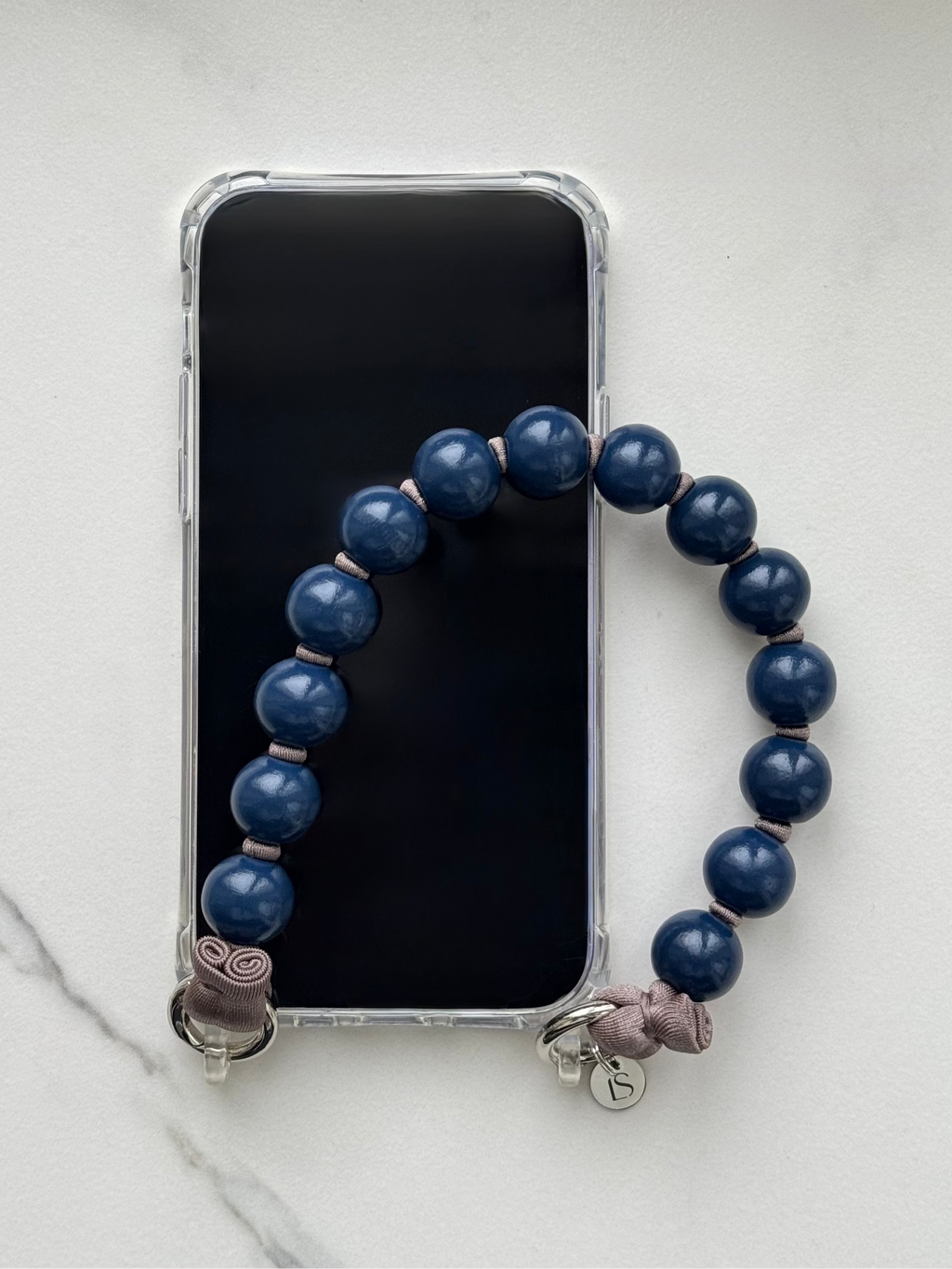 Mini korálkový popruh na telefon – Midnight Mocha