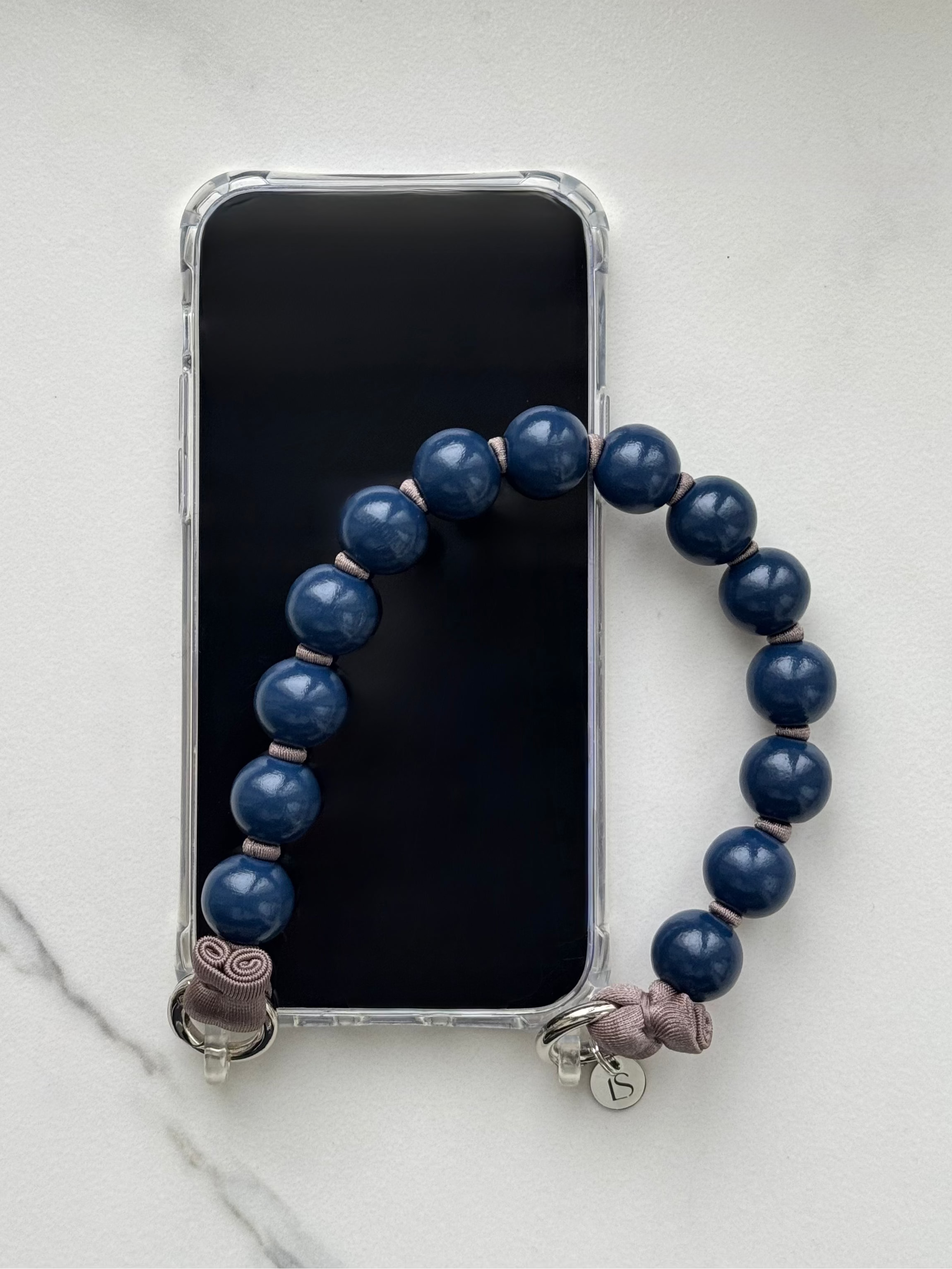 Mini korálkový popruh na telefon – Midnight Mocha