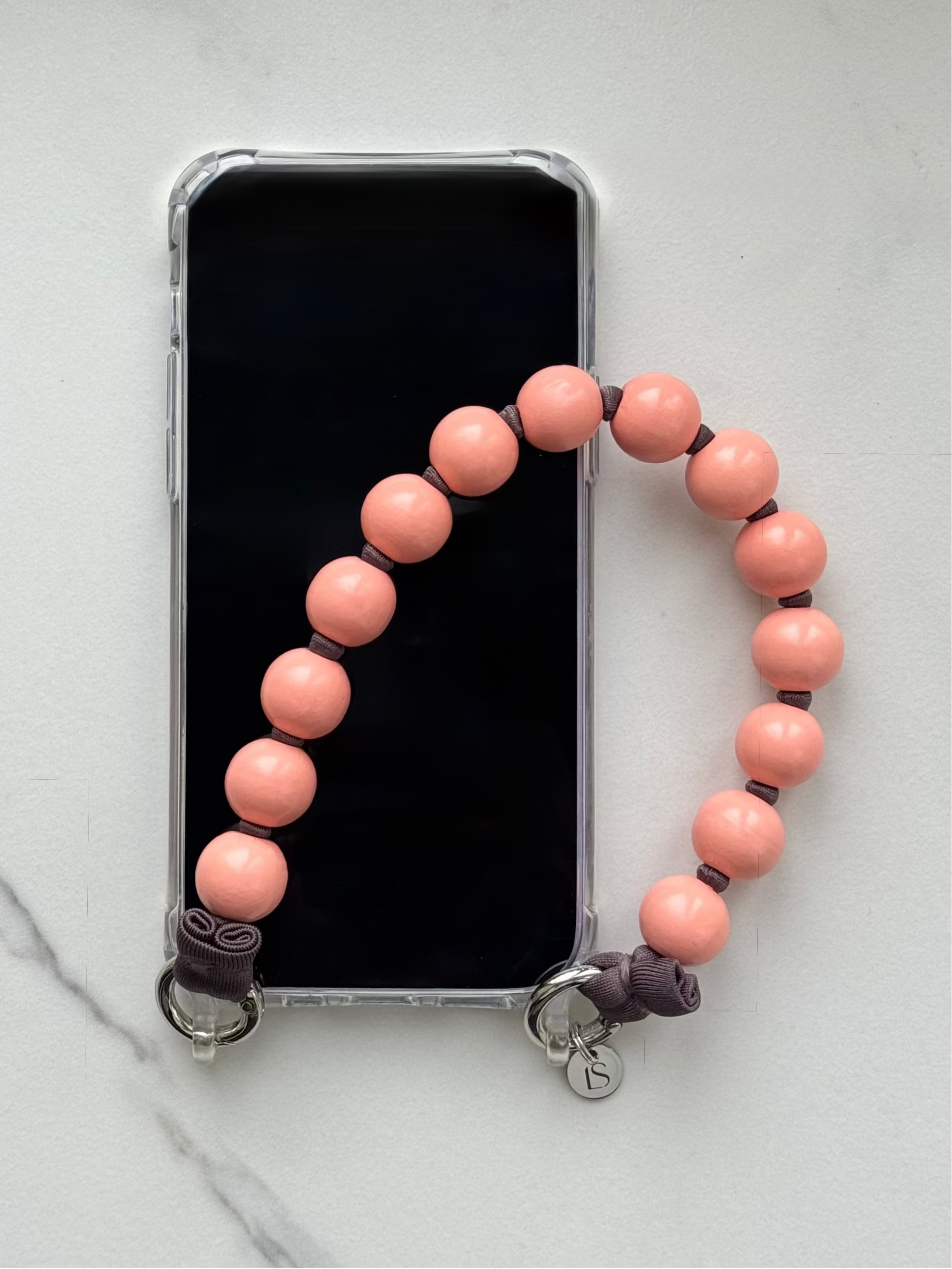 Mini korálkový popruh na telefon – Blush Coral