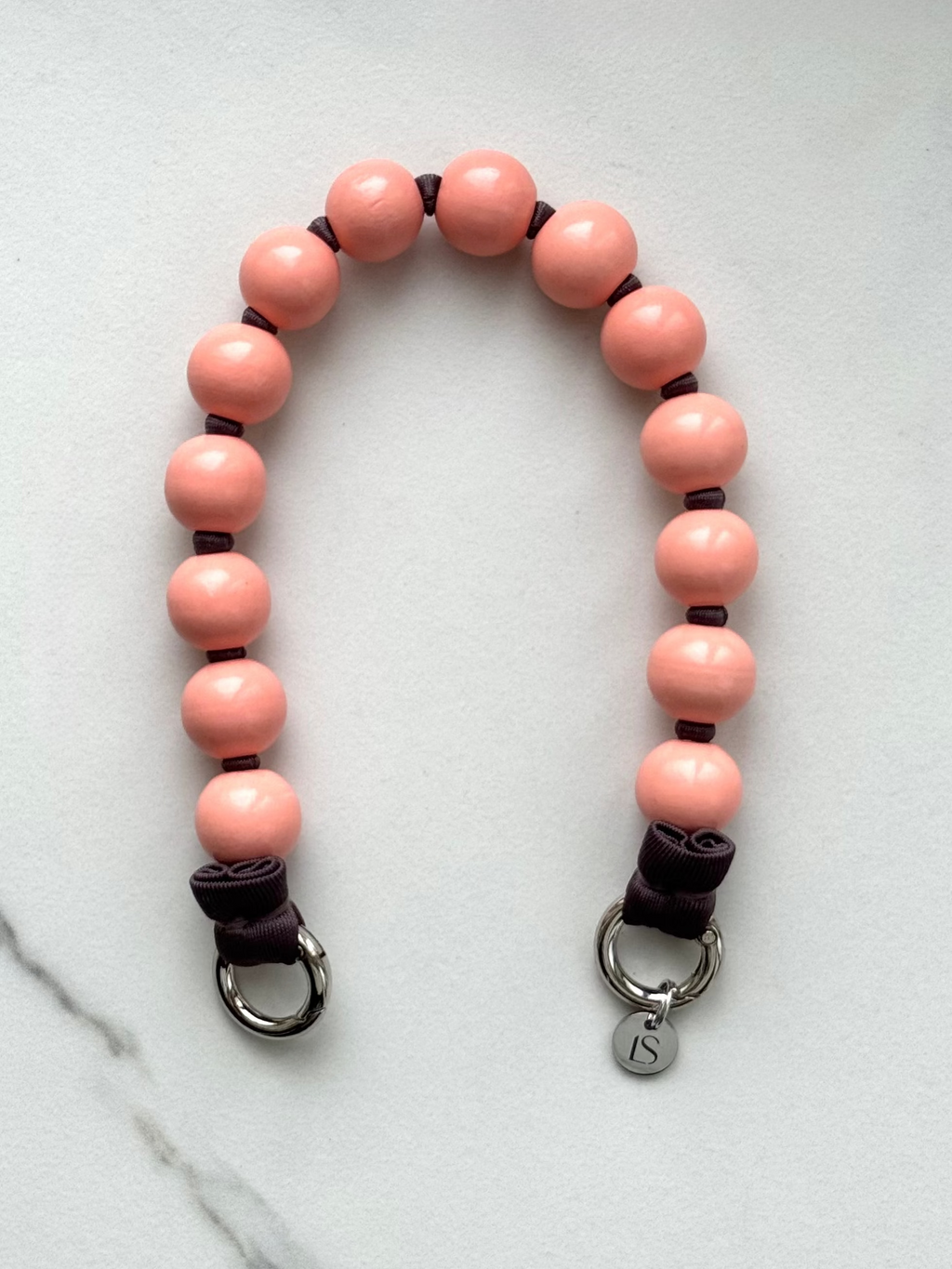 Mini korálkový popruh na telefon – Blush Coral