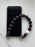 Mini korálkový popruh na telefon – Espresso Light