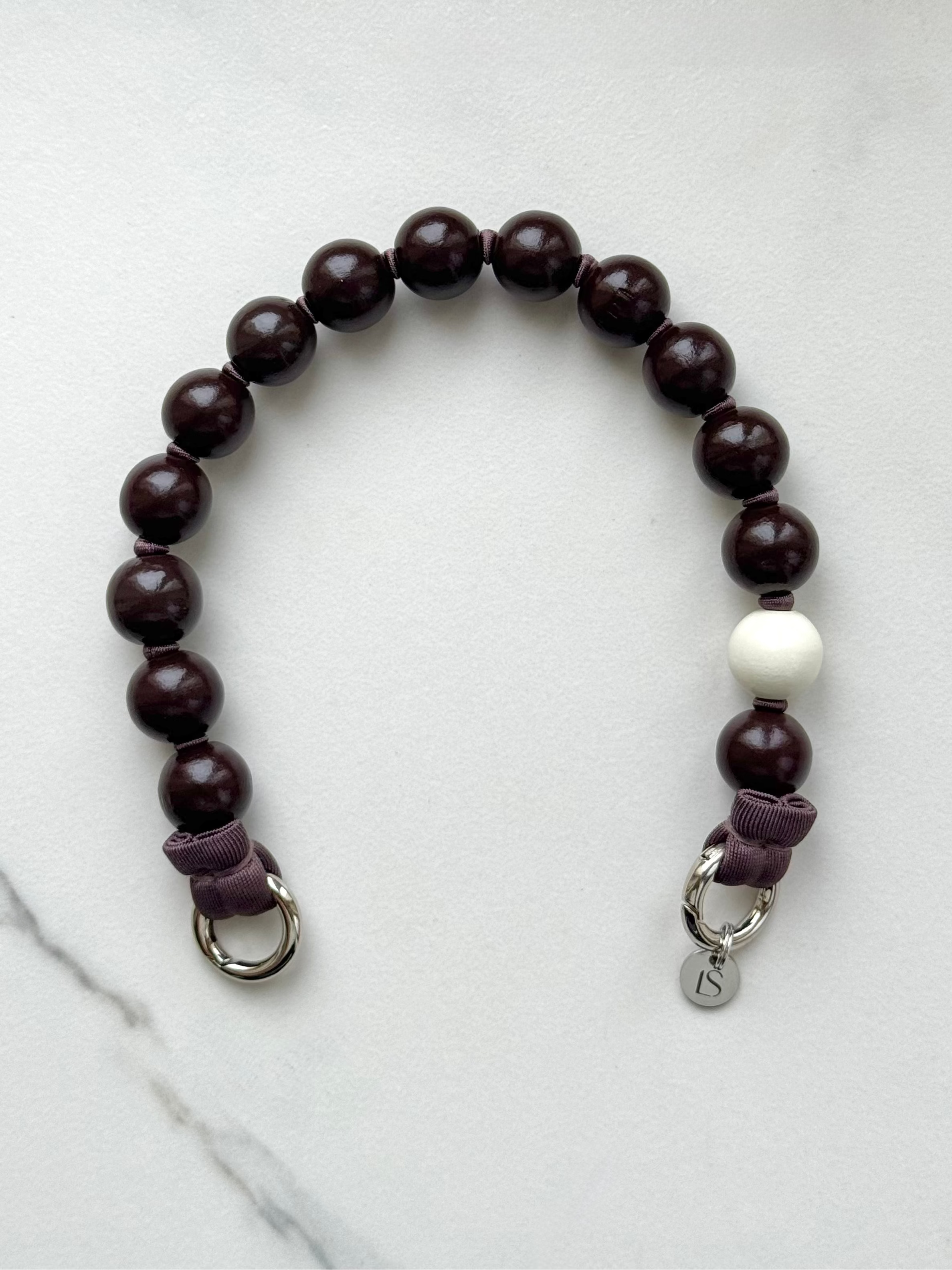 Mini korálkový popruh na telefon – Espresso Light