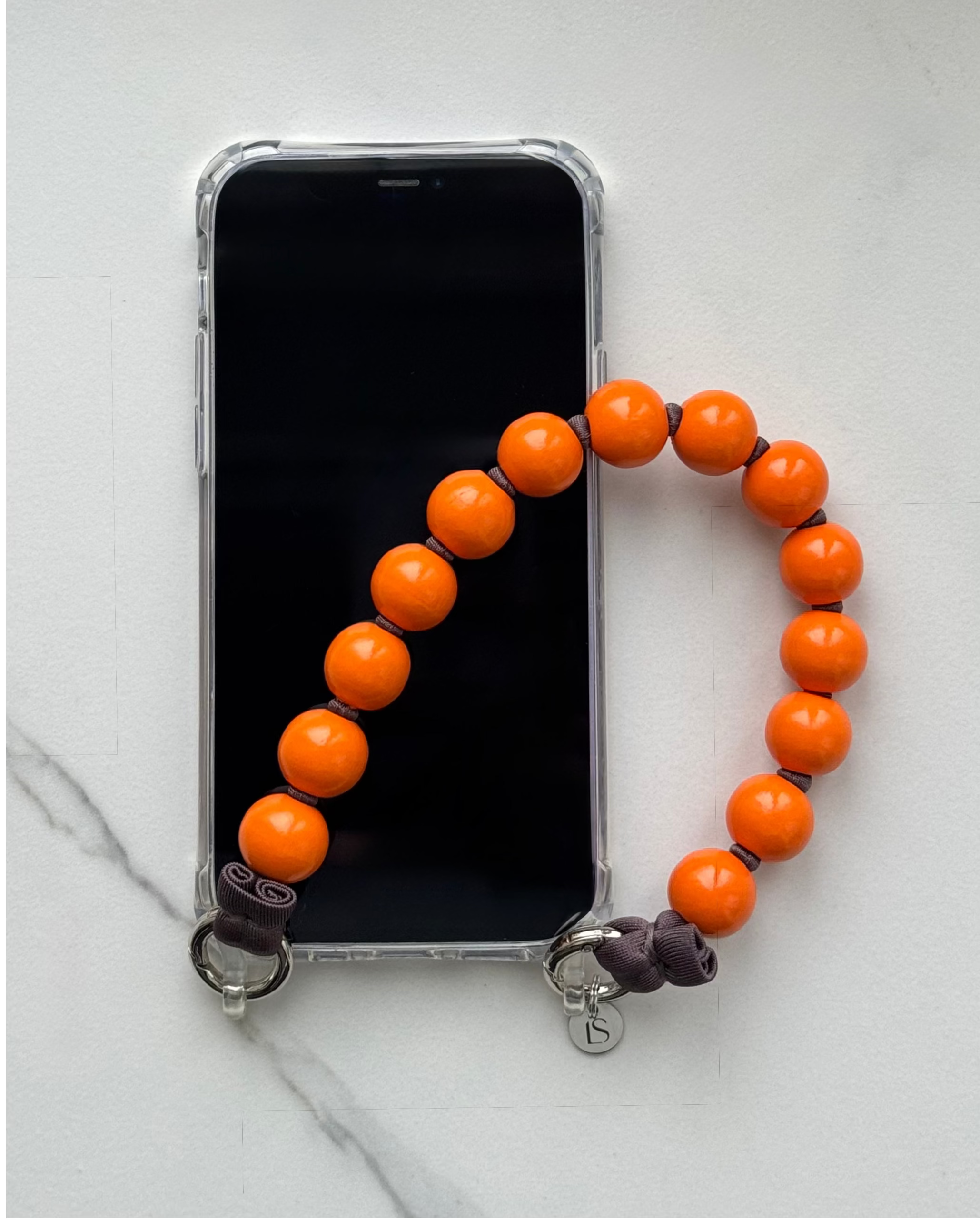 Mini korálkový popruh na telefon – Calm Orange