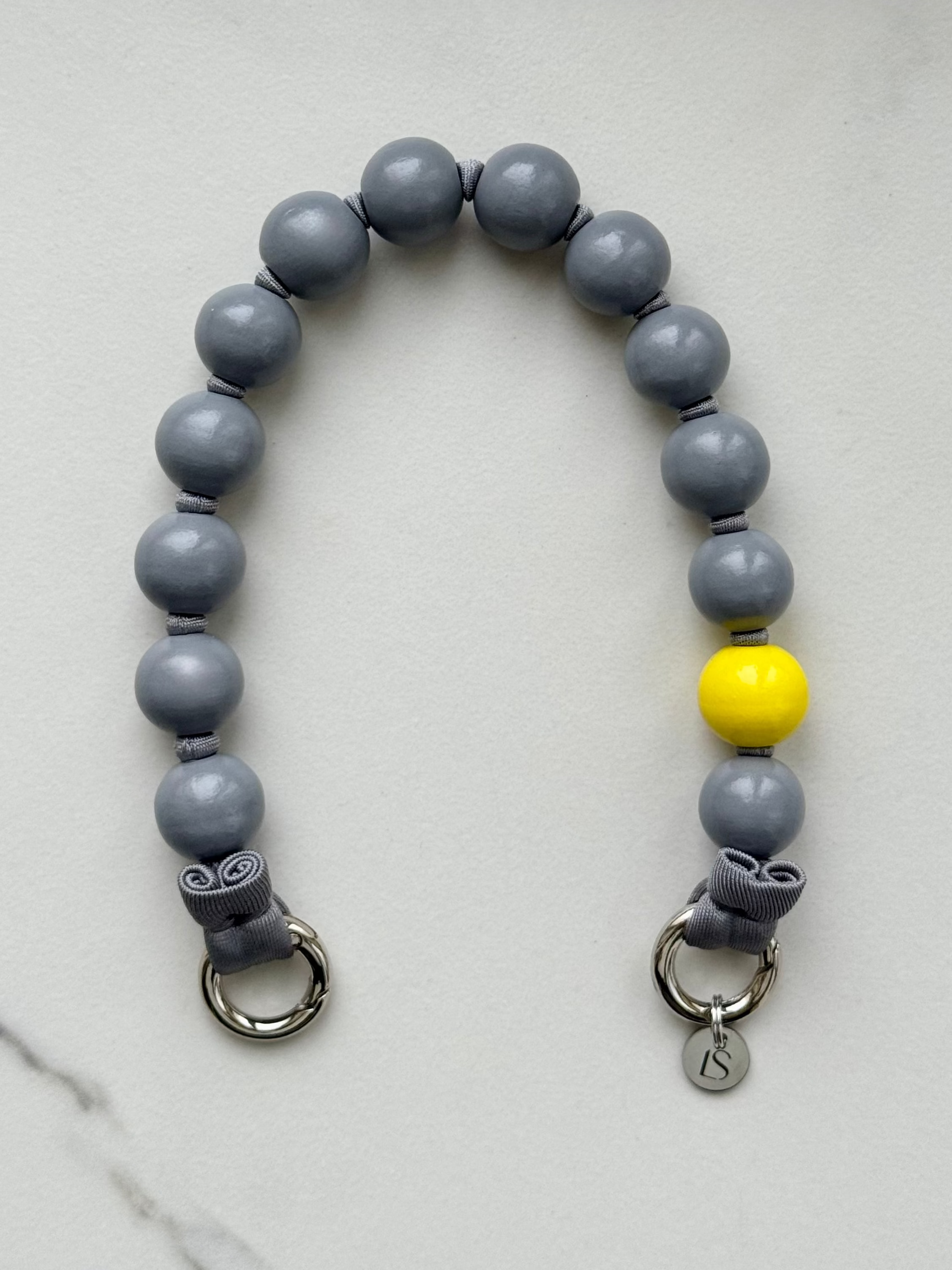 Mini korálkový popruh na telefon – Electric Grey