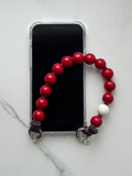 Mini korálkový popruh na telefon – Deep Red