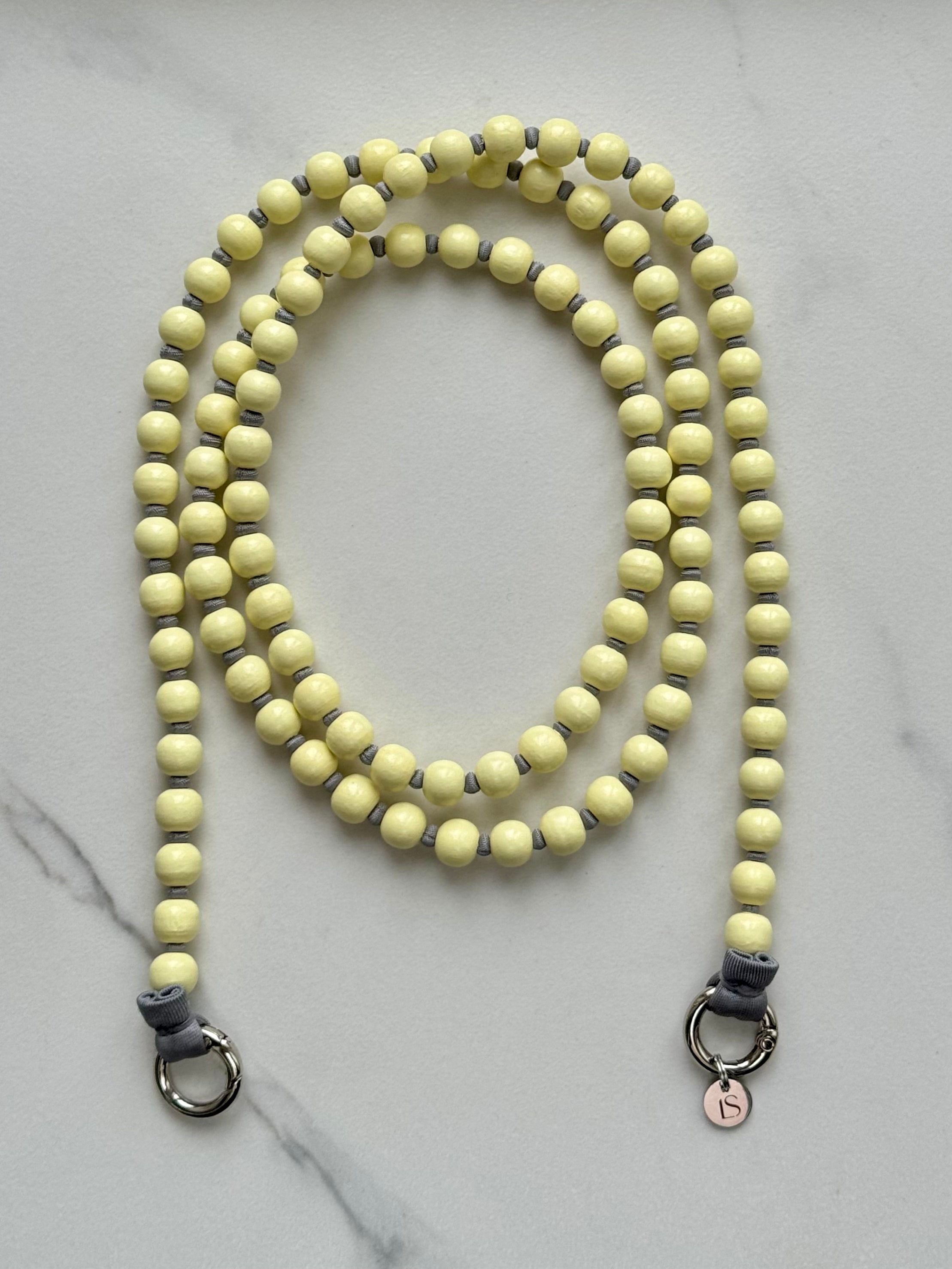 Korálkový popruh na telefon – Soft Yellow