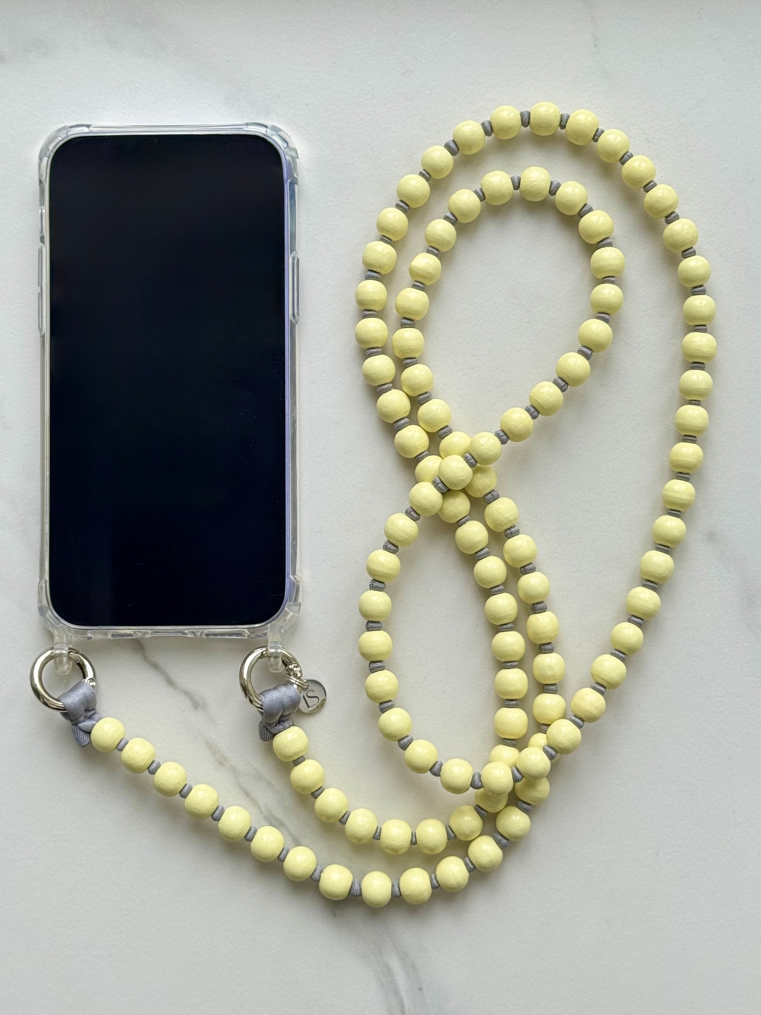 Korálkový popruh na telefon – Soft Yellow