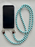 Korálkový popruh na telefon – Sky Blue