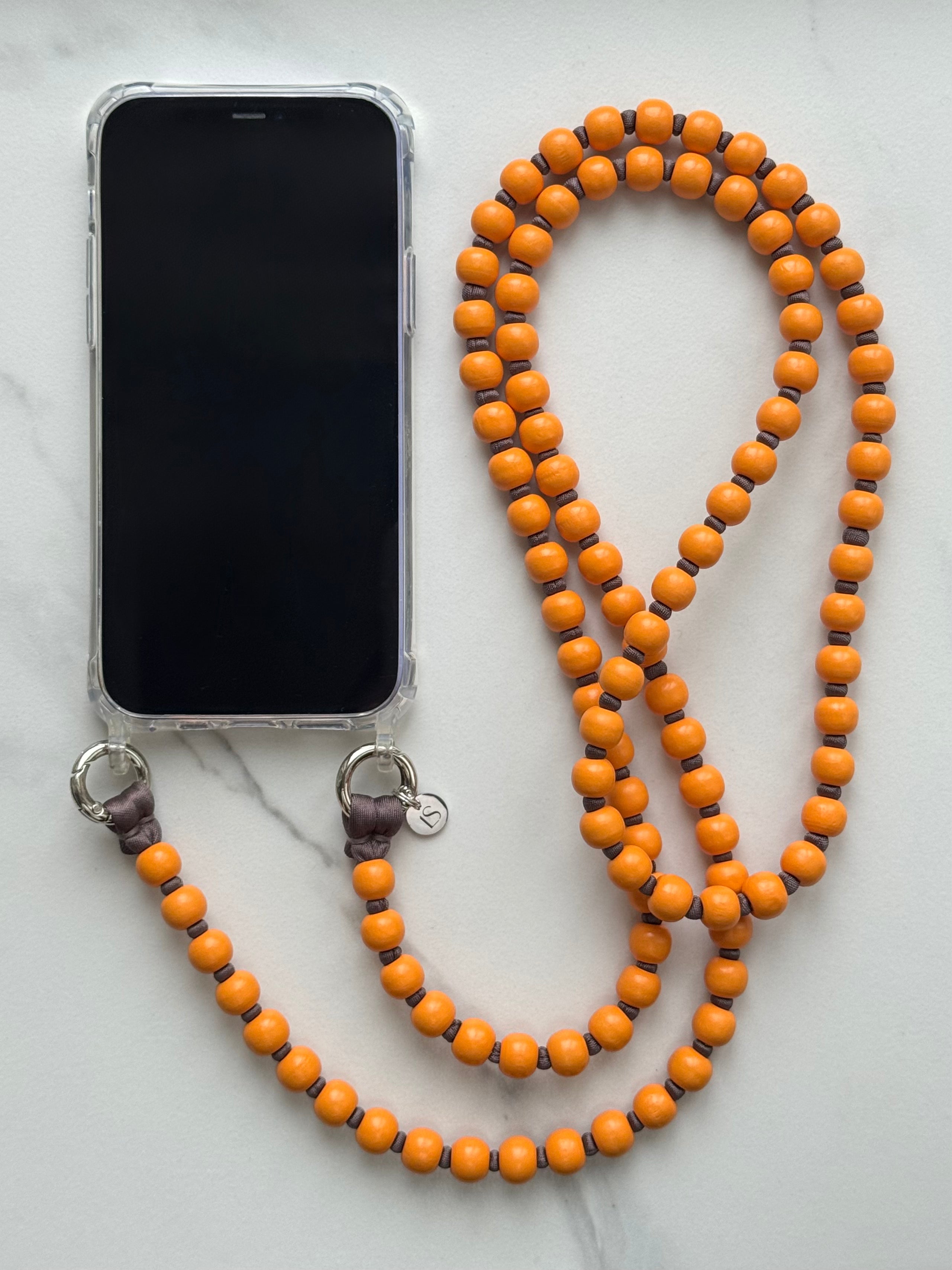 Korálkový popruh na telefon – Calm Orange