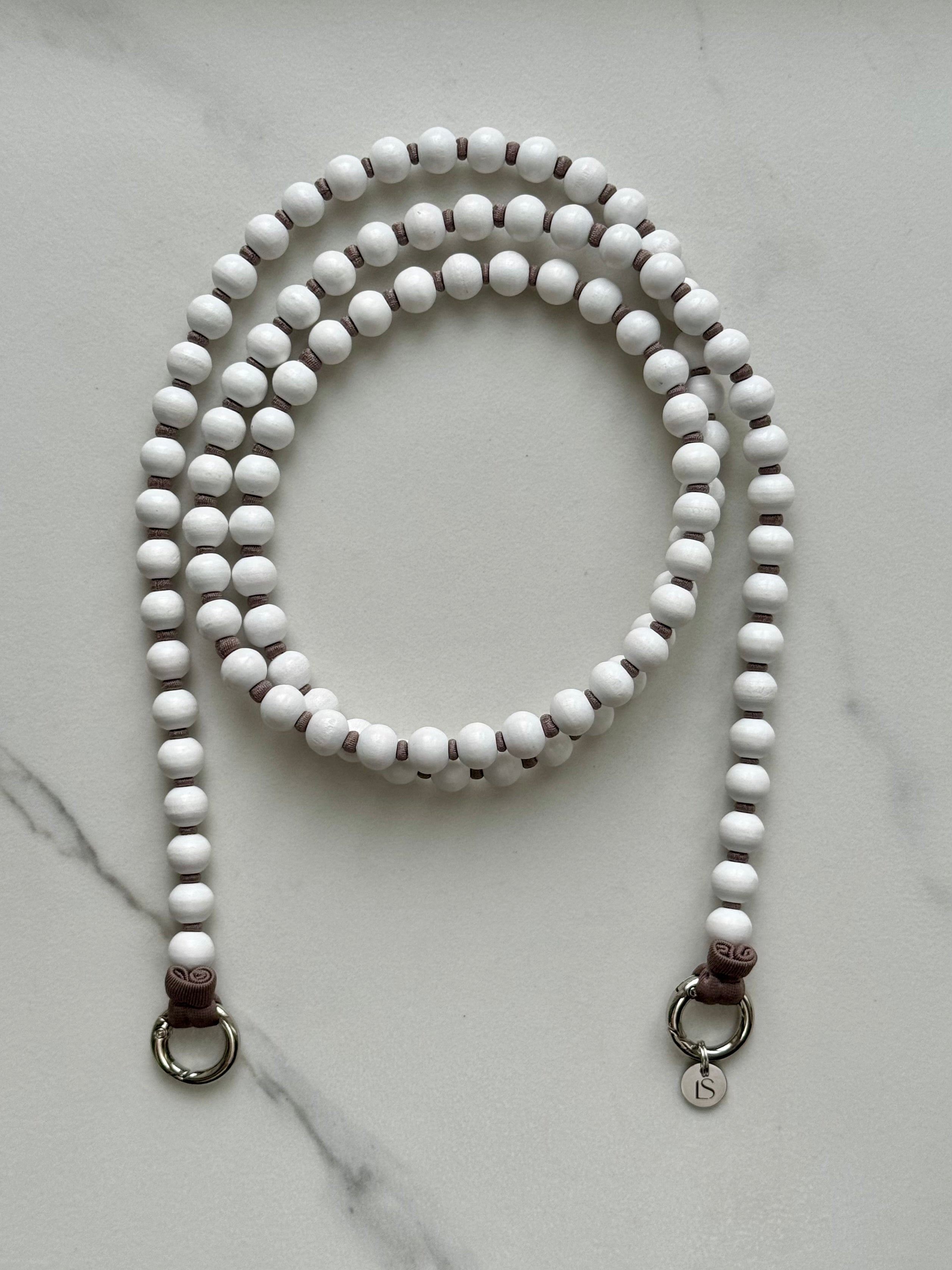 Korálkový popruh na telefon – New White