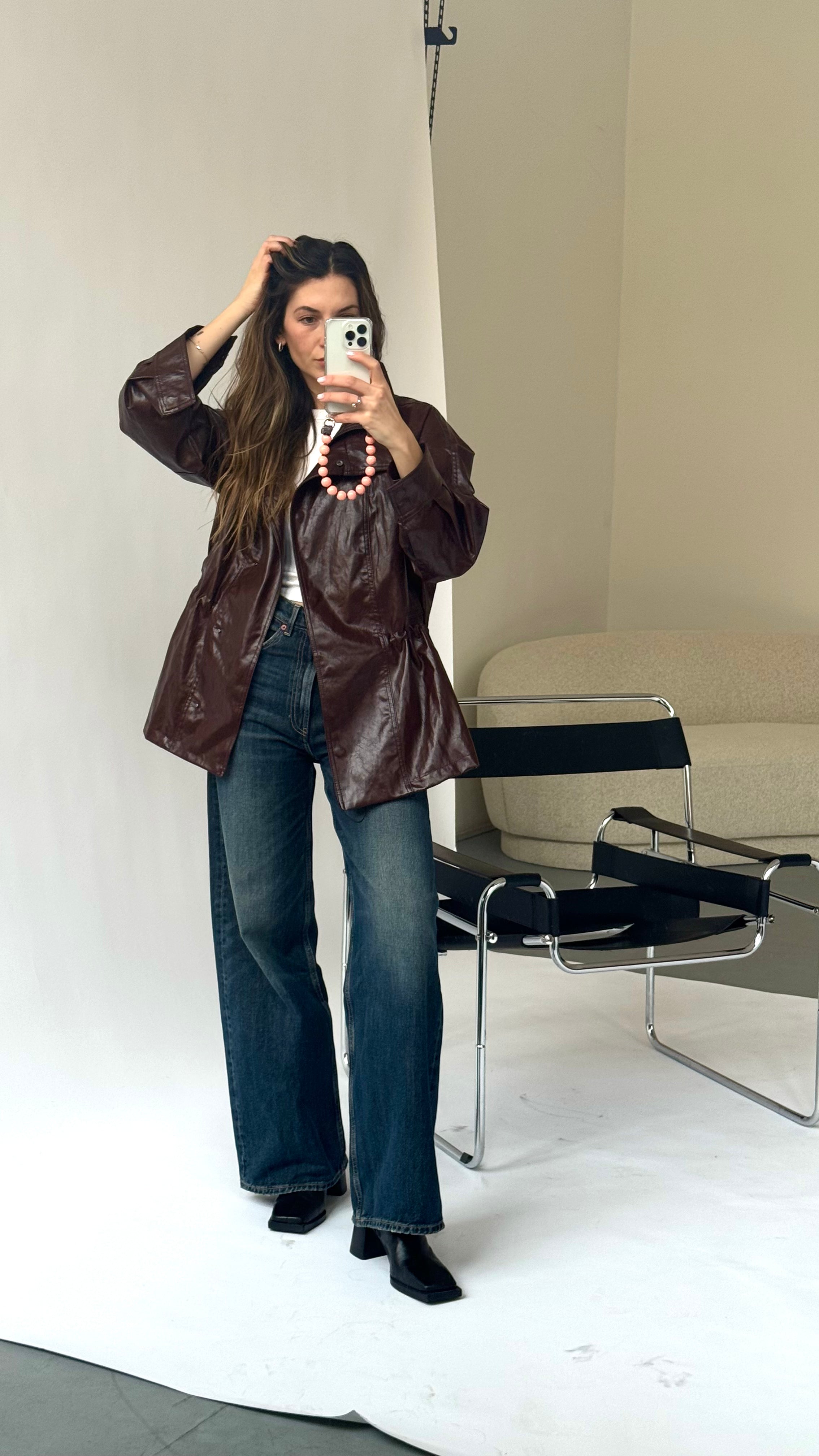 Mini korálkový popruh na telefon – Blush Coral