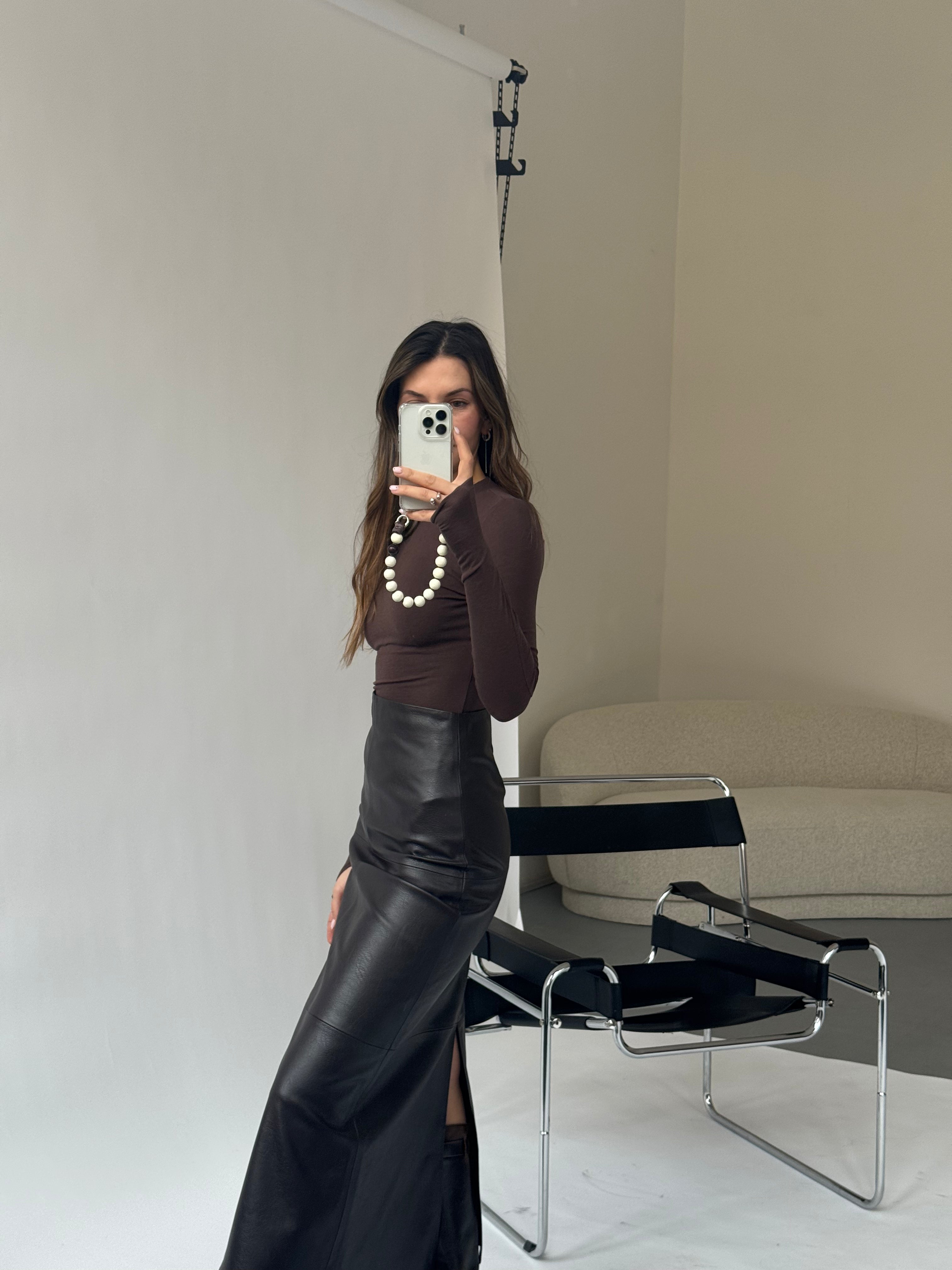 Mini korálkový popruh na telefon – Milk Mocha