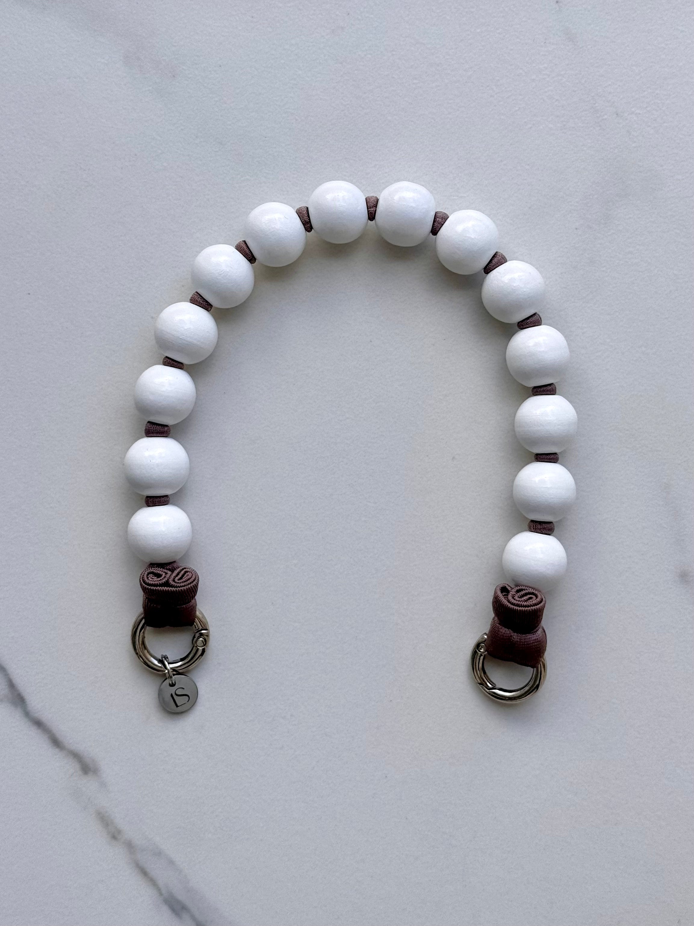 Mini korálkový popruh na telefon – New White