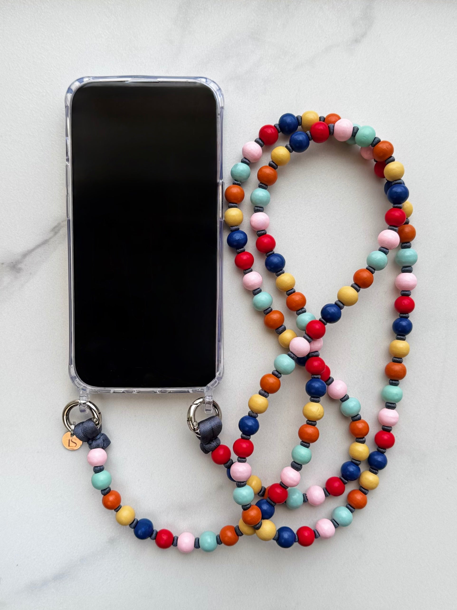 Korálkový popruh na telefon – barevný