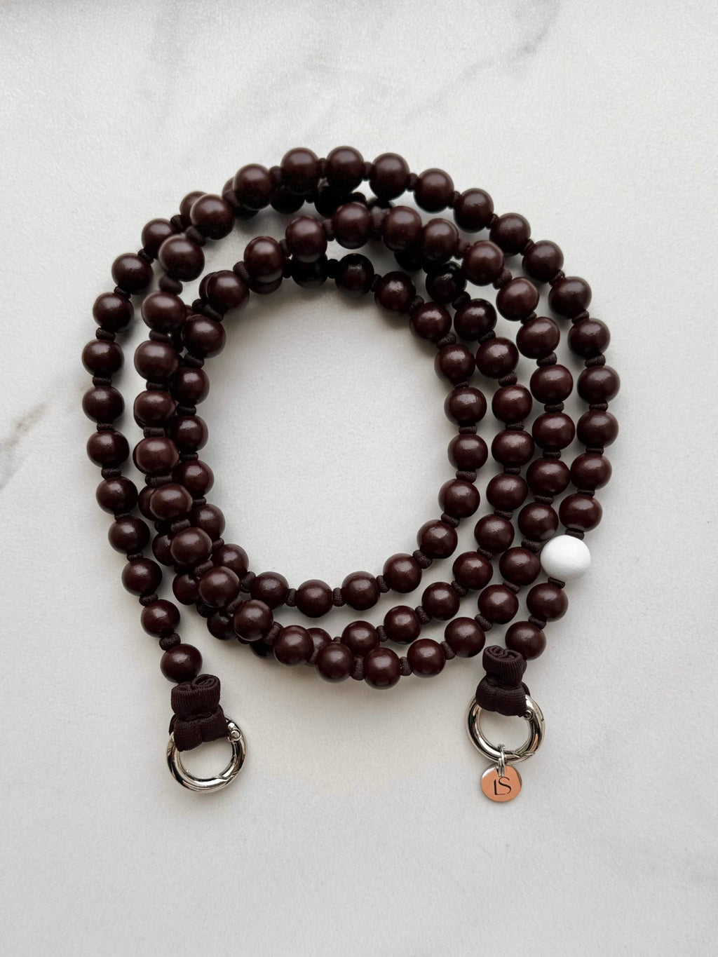 Beaded phone strap – brown
