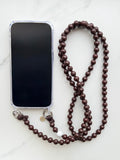 Korálkový popruh na telefon – Espresso Light
