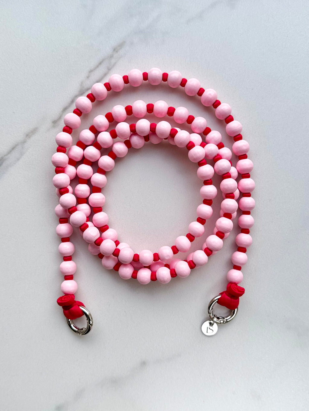 Beaded Phone Strap – Pink &amp; Red