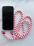 Korálkový popruh na telefon – Strawberry Pink