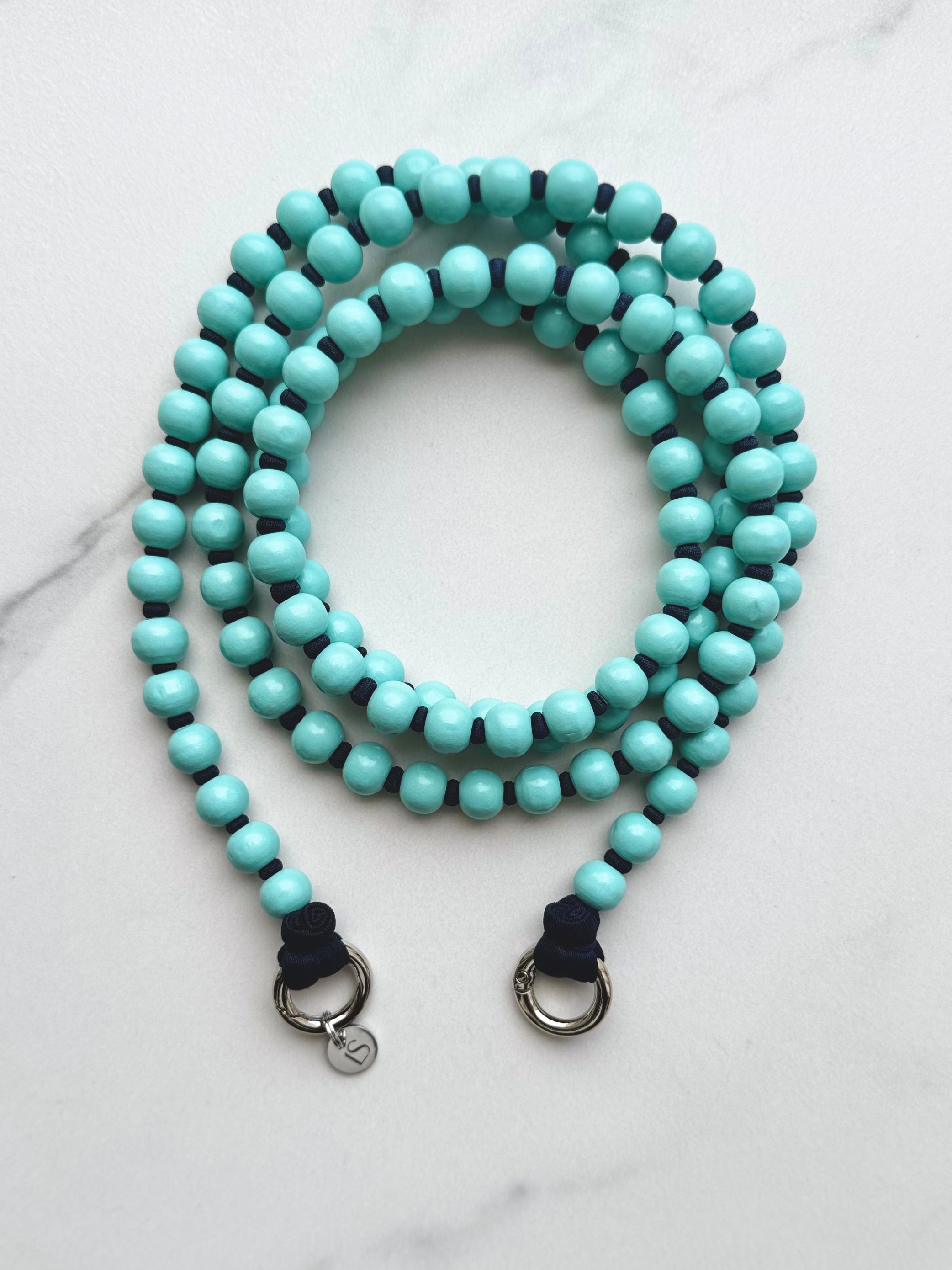 Beaded Phone Strap - Mint &amp; Blue
