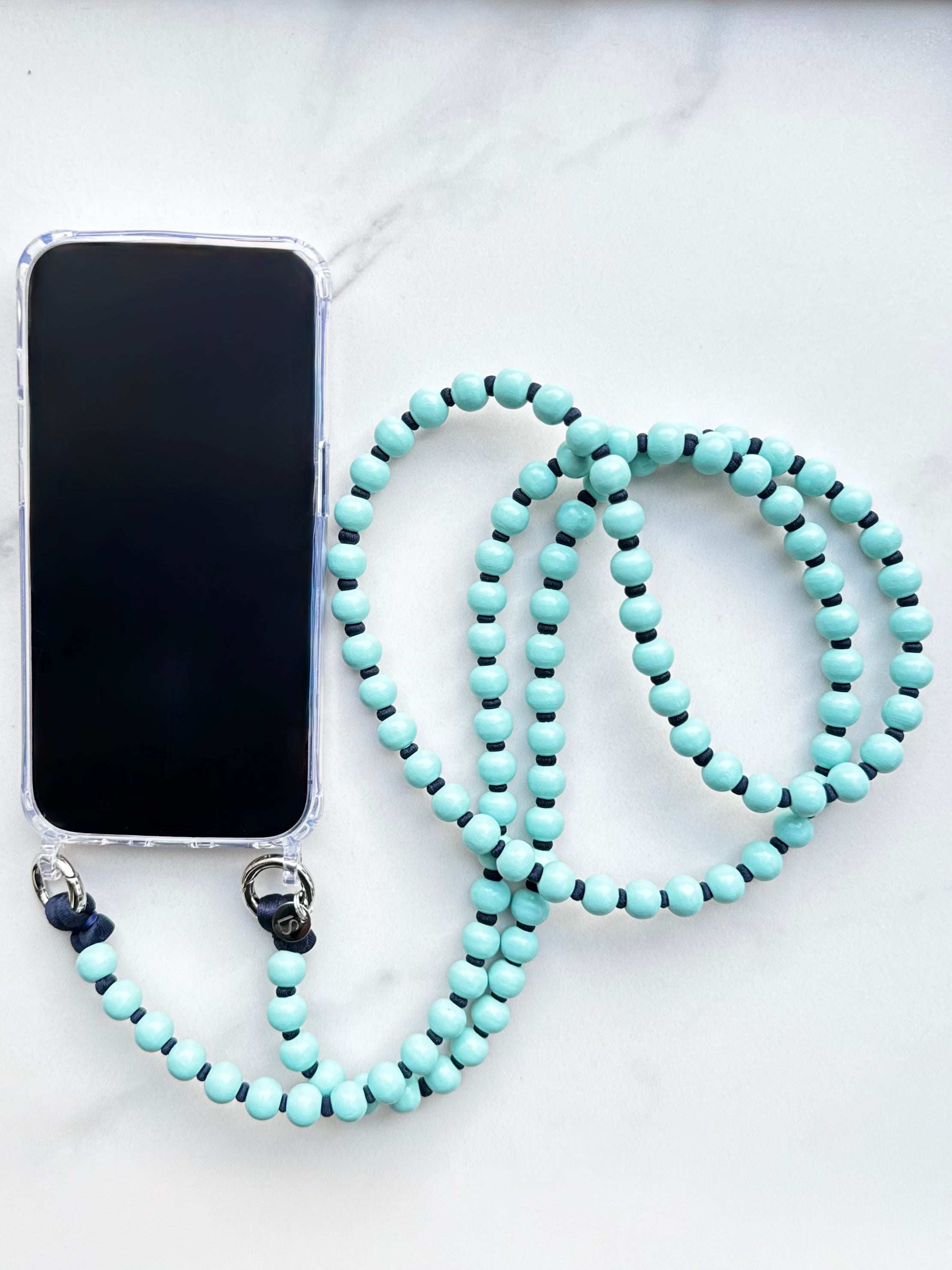 Beaded Phone Strap - Mint &amp; Blue