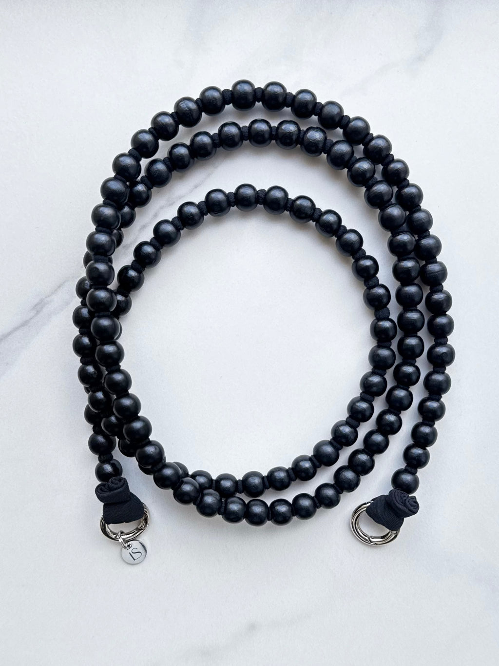 Beaded phone strap – black