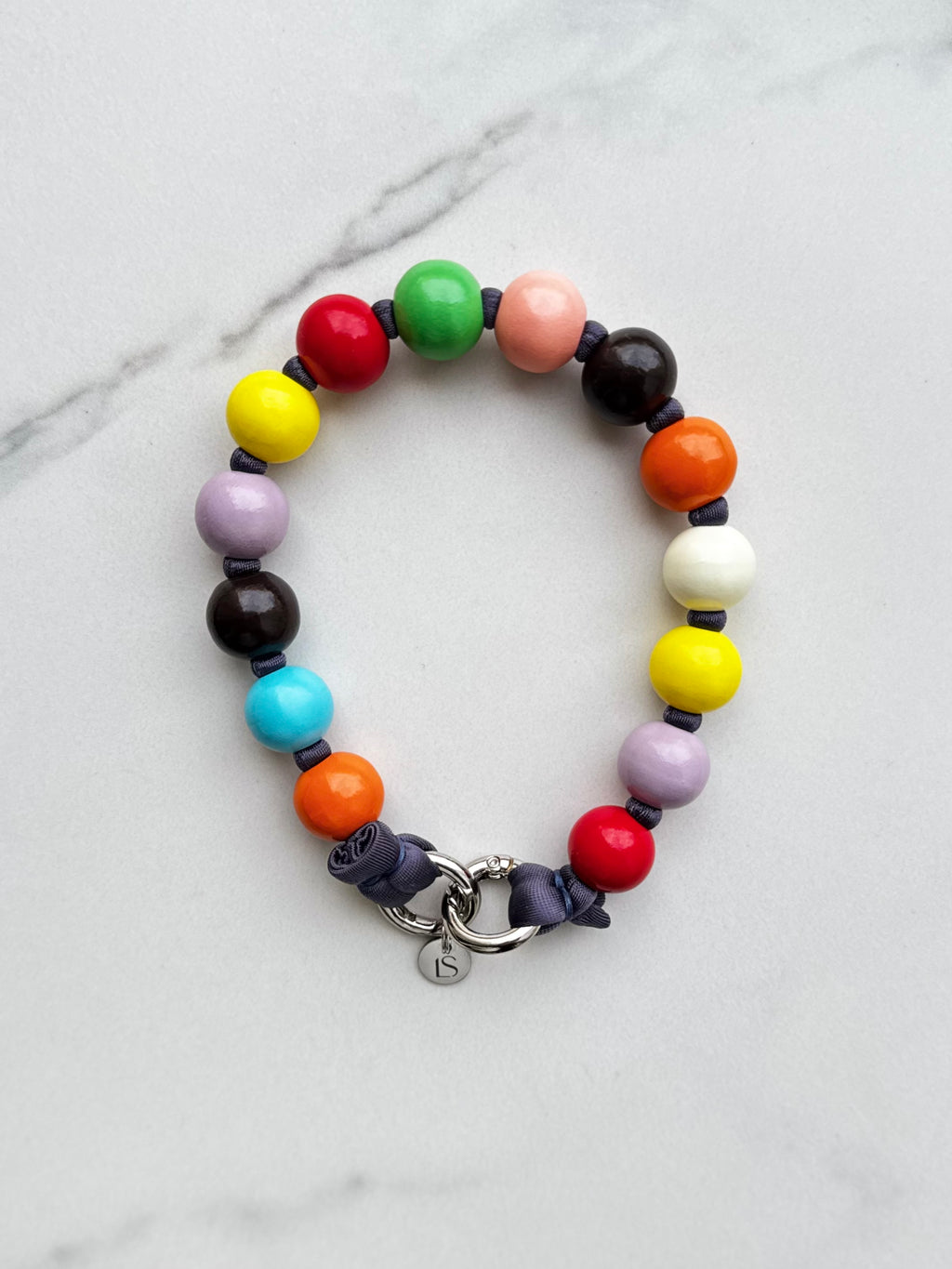 Mini korálkový popruh na telefon – multicolor & šedá