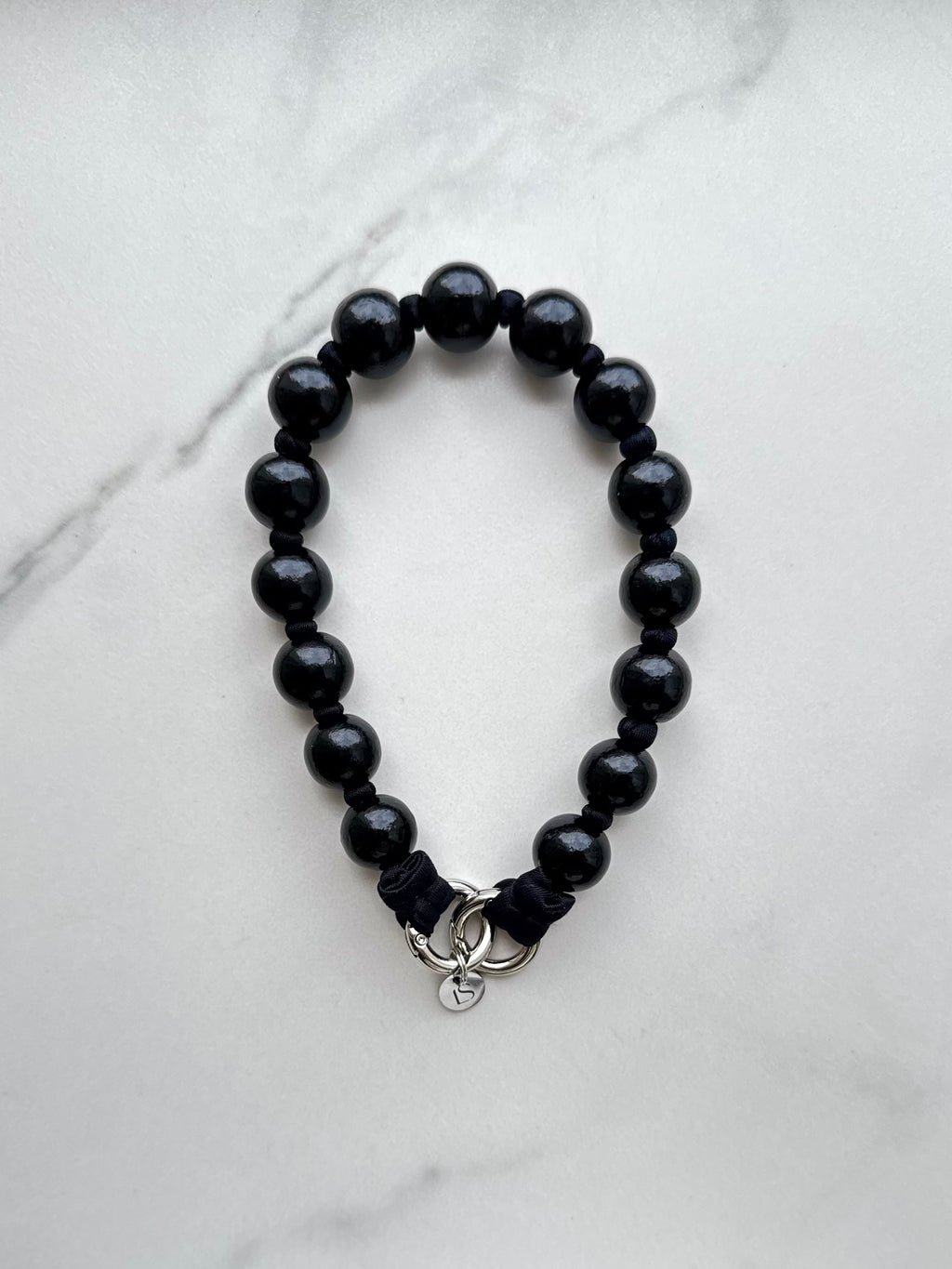 Mini beaded phone strap – black