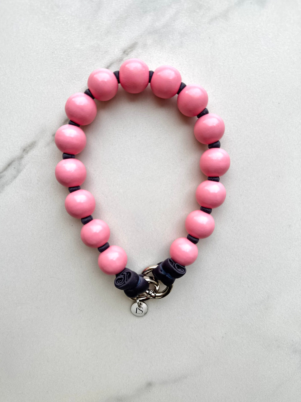 Mini Beaded Phone Strap – Pink &amp; Grey