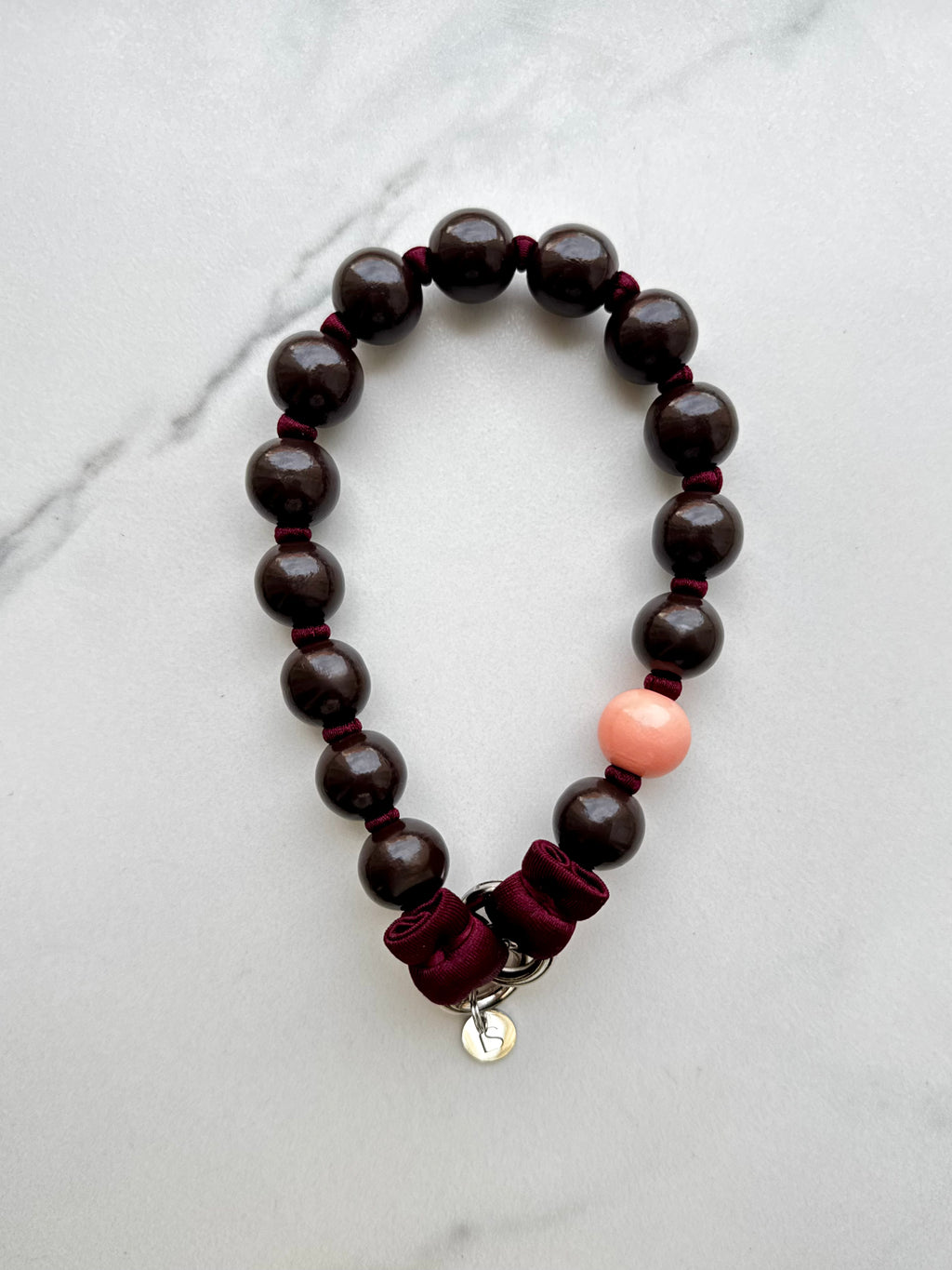 Mini Beaded Phone Strap – Brown &amp; Burgundy