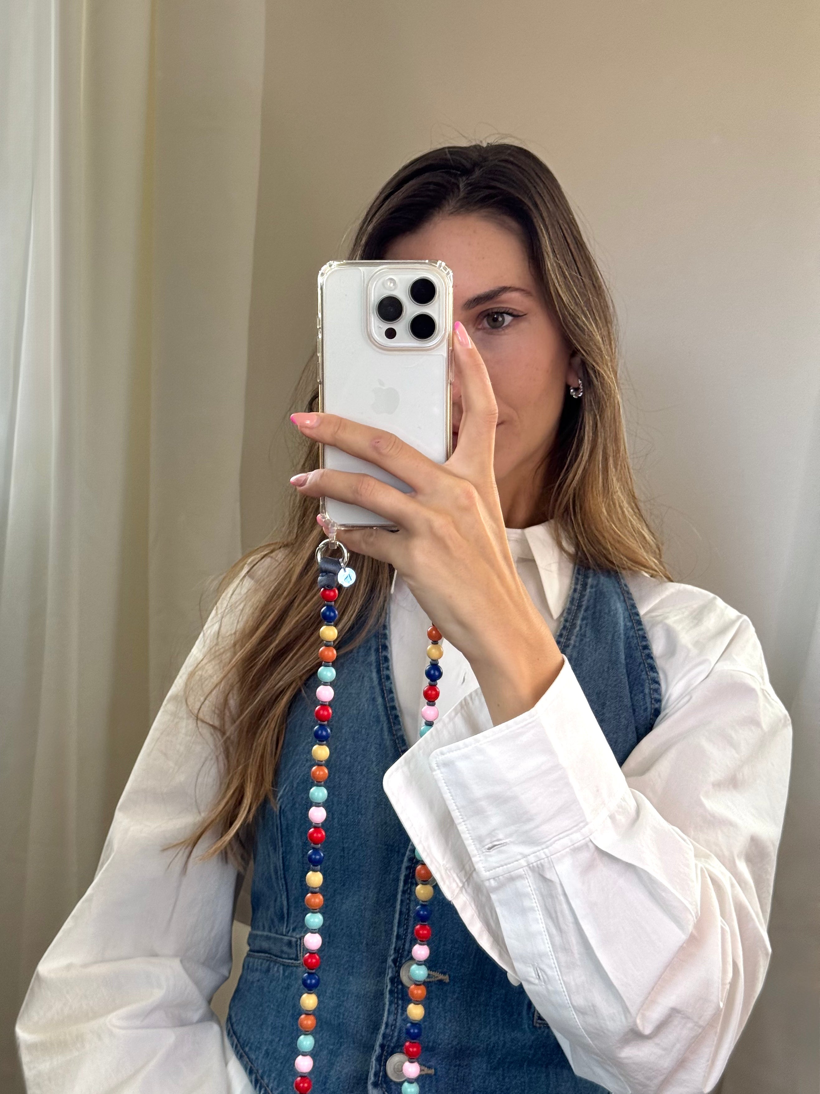 Korálkový popruh na telefon – barevný