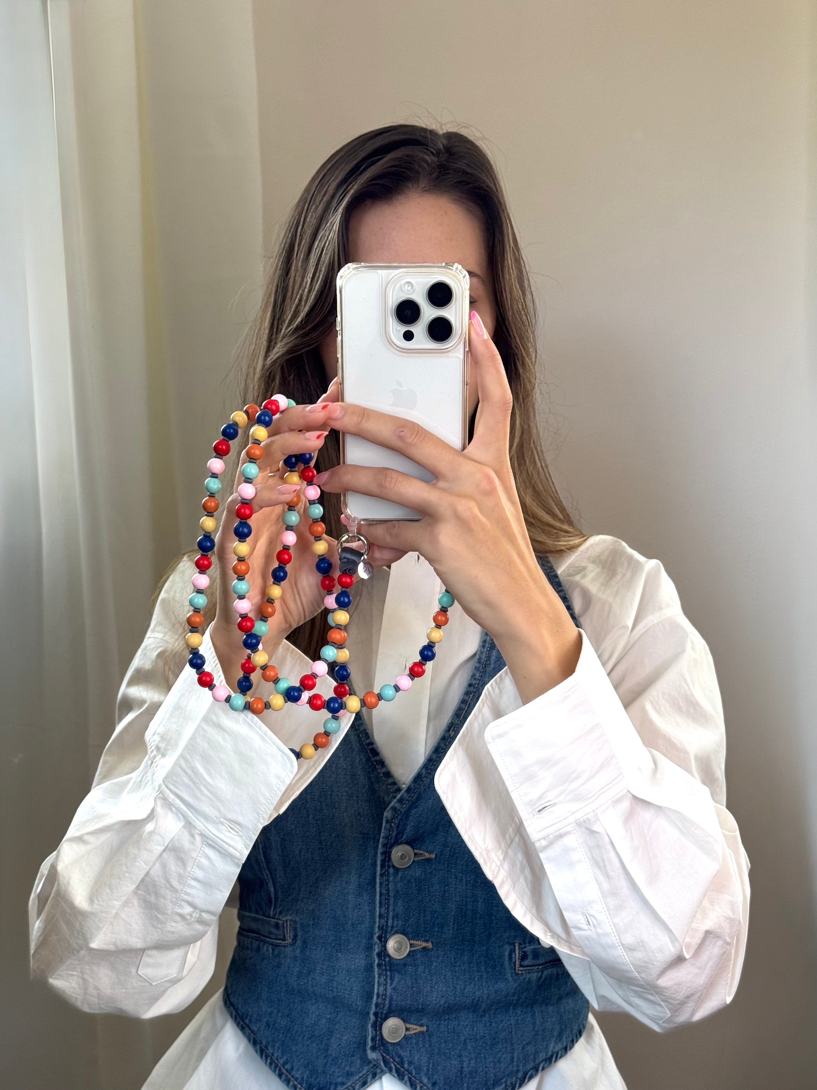 Korálkový popruh na telefon – barevný