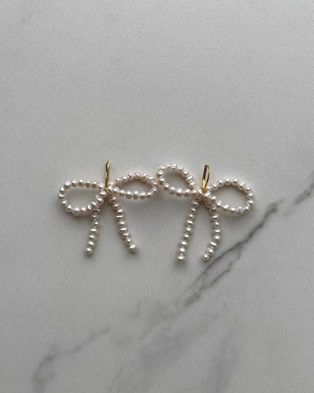 Perlové náušnice mašle - visací