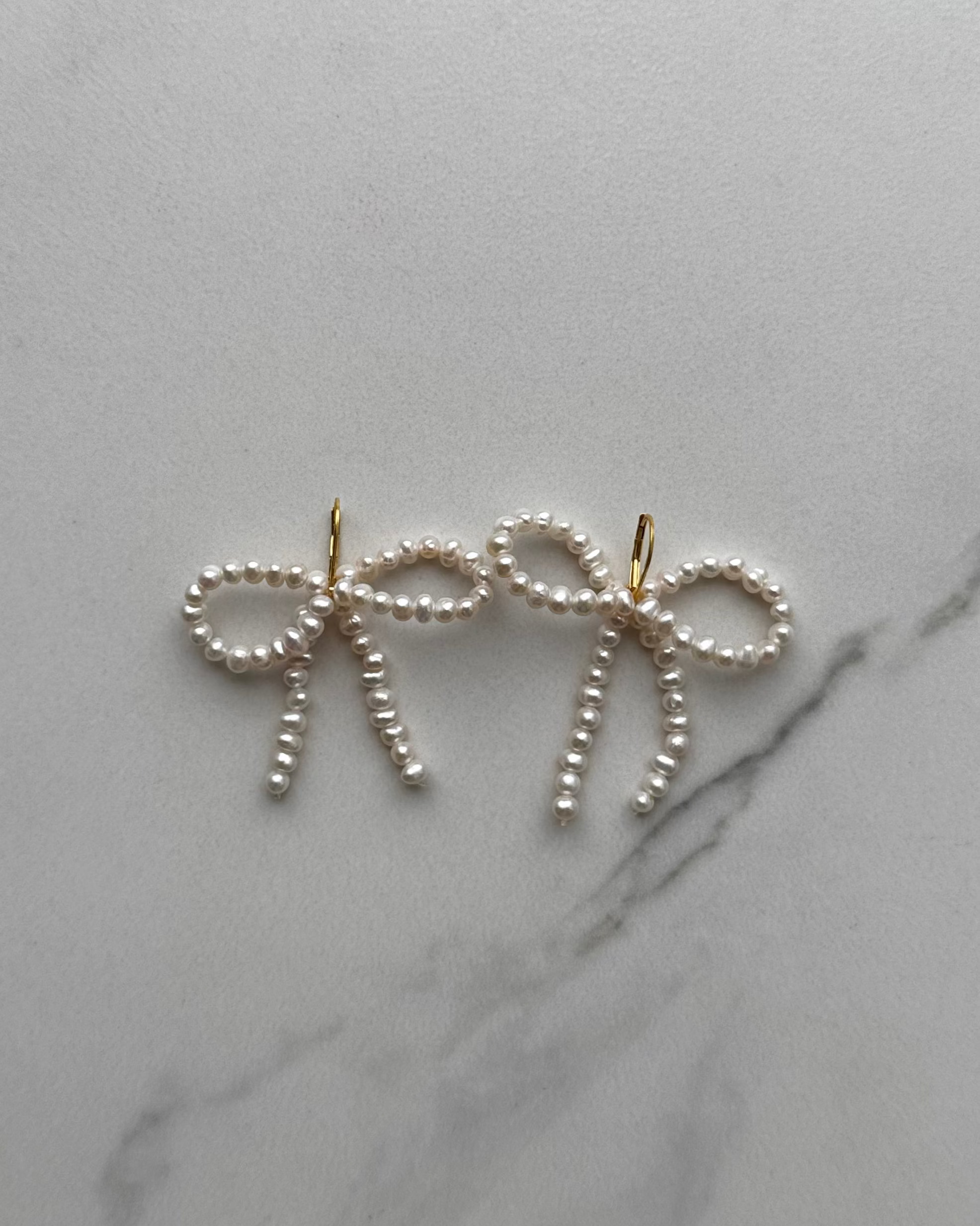 Perlové náušnice mašle - visací