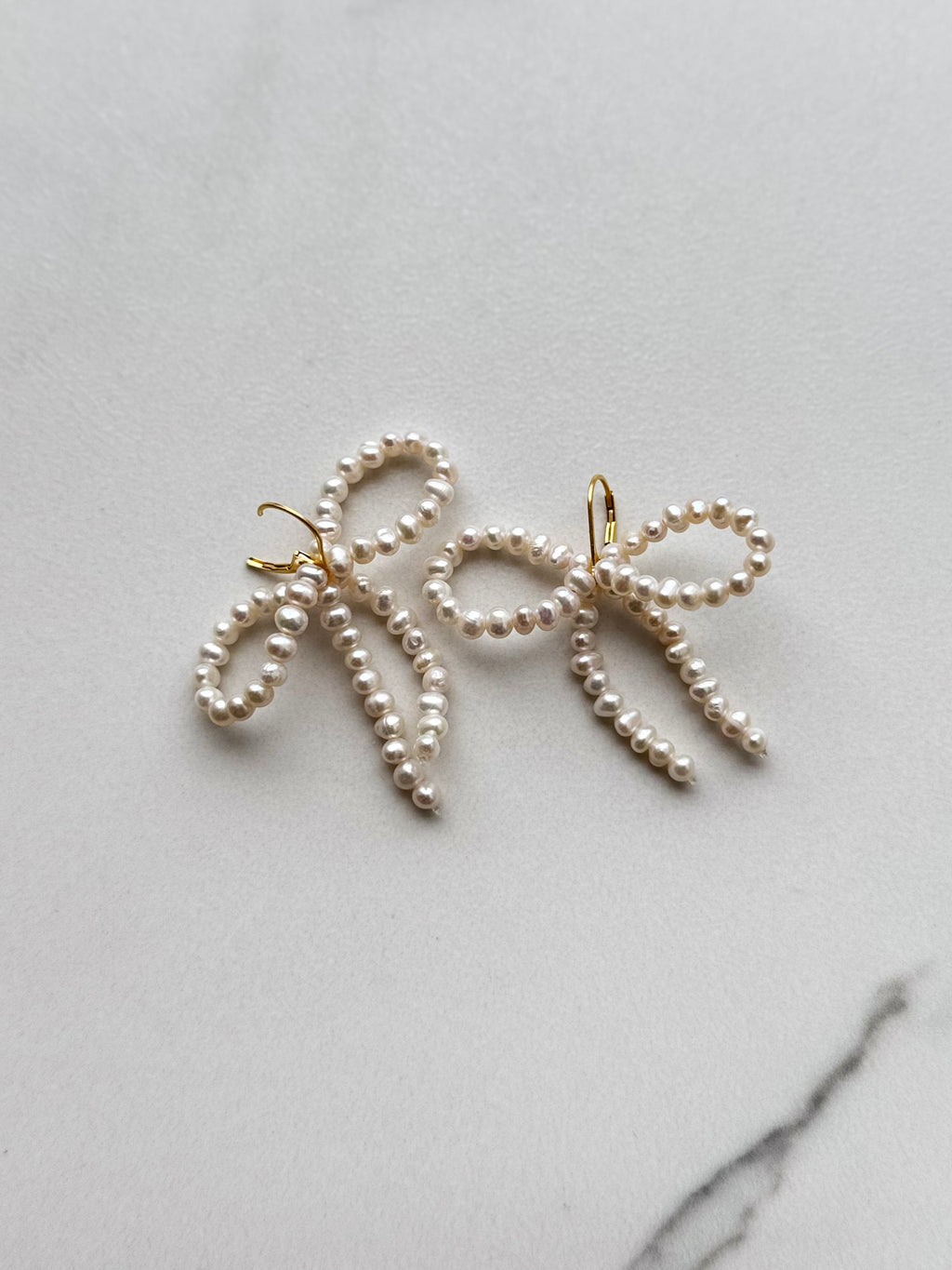 Perlové náušnice mašle - visací