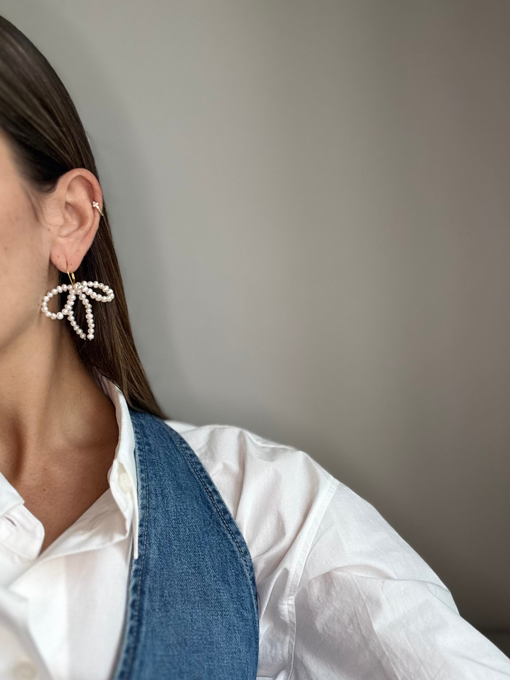 Perlové náušnice mašle - visací