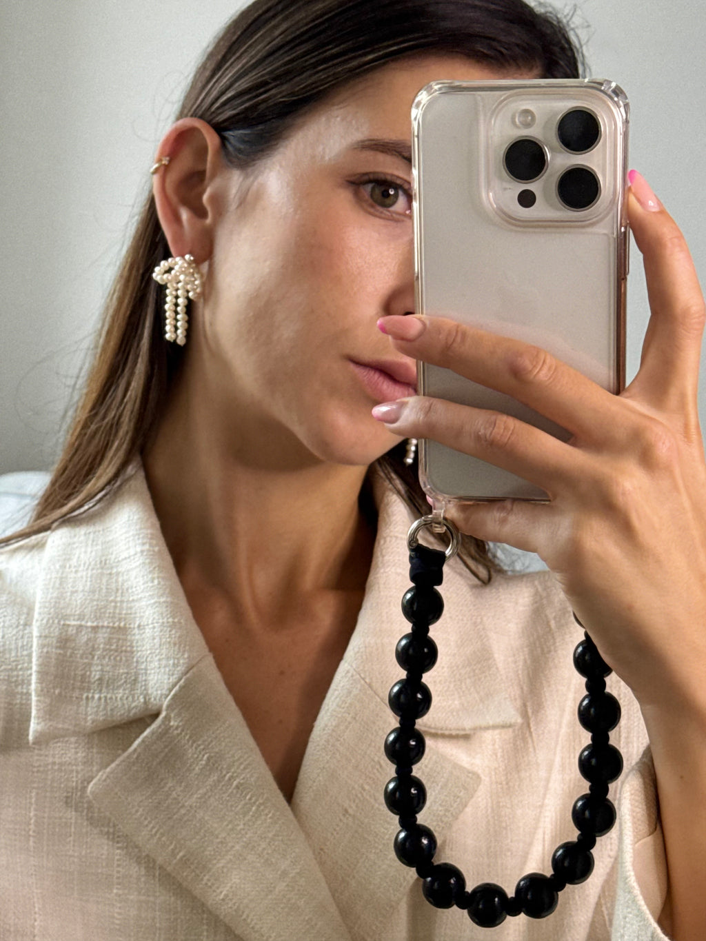 Perlové náušnice mašle - puzety