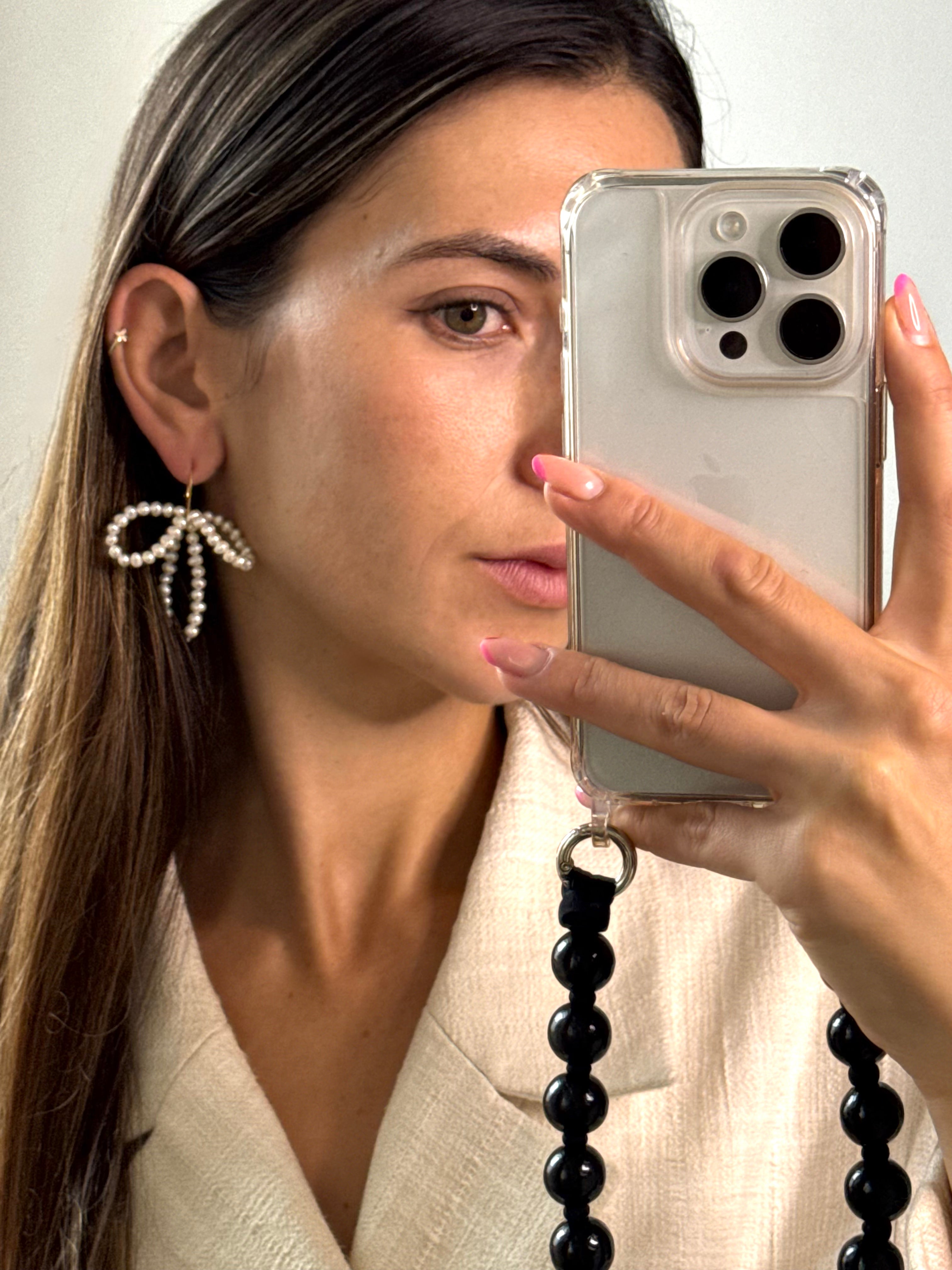 Perlové náušnice mašle - visací