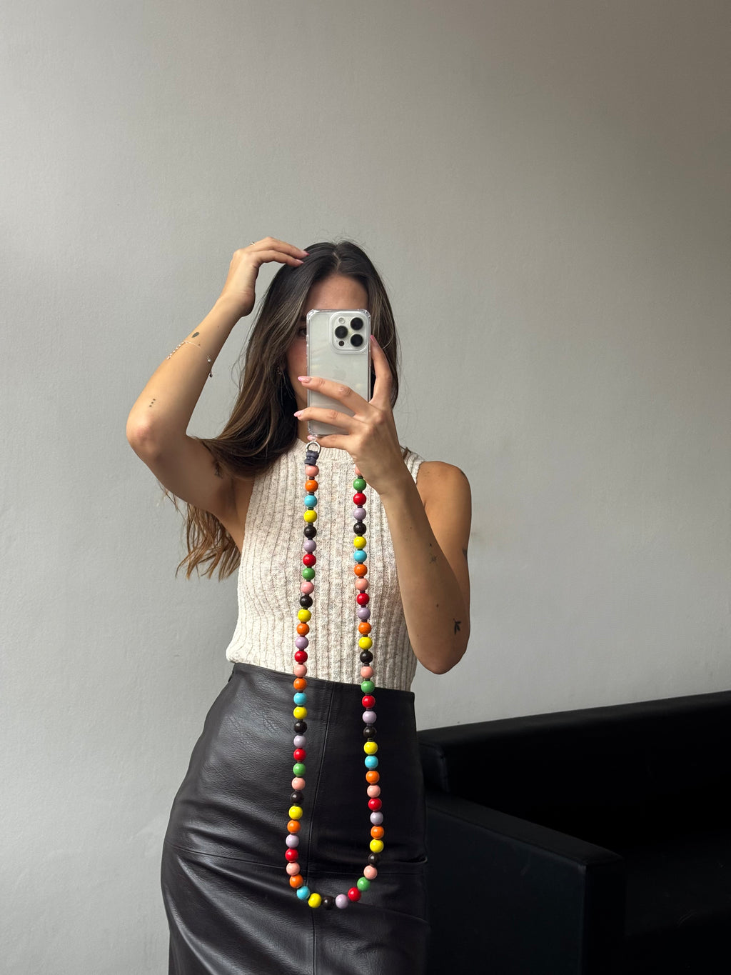 Beaded phone strap extra – colorful