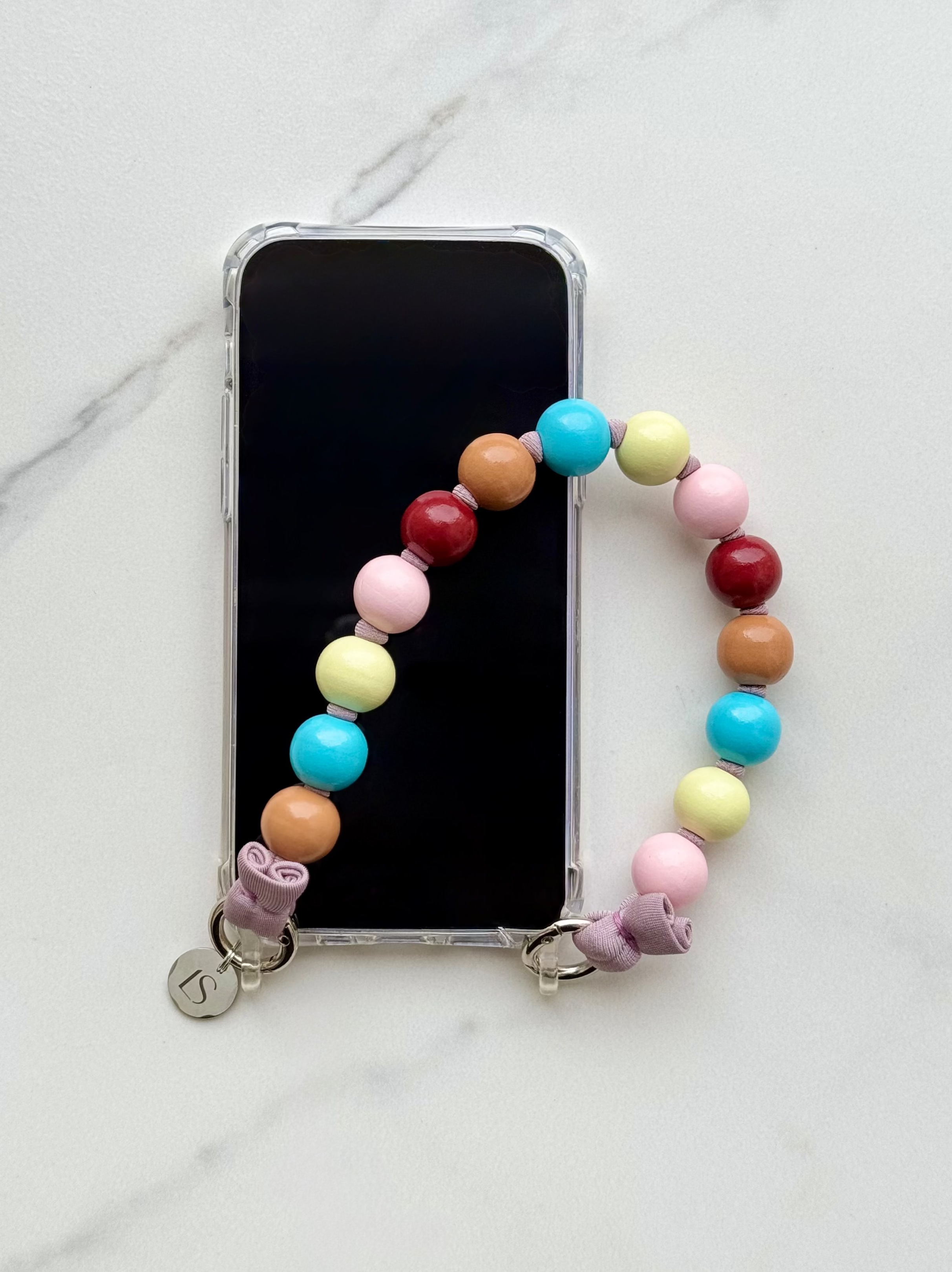 Mini korálkový popruh na telefon – Bubble Gum