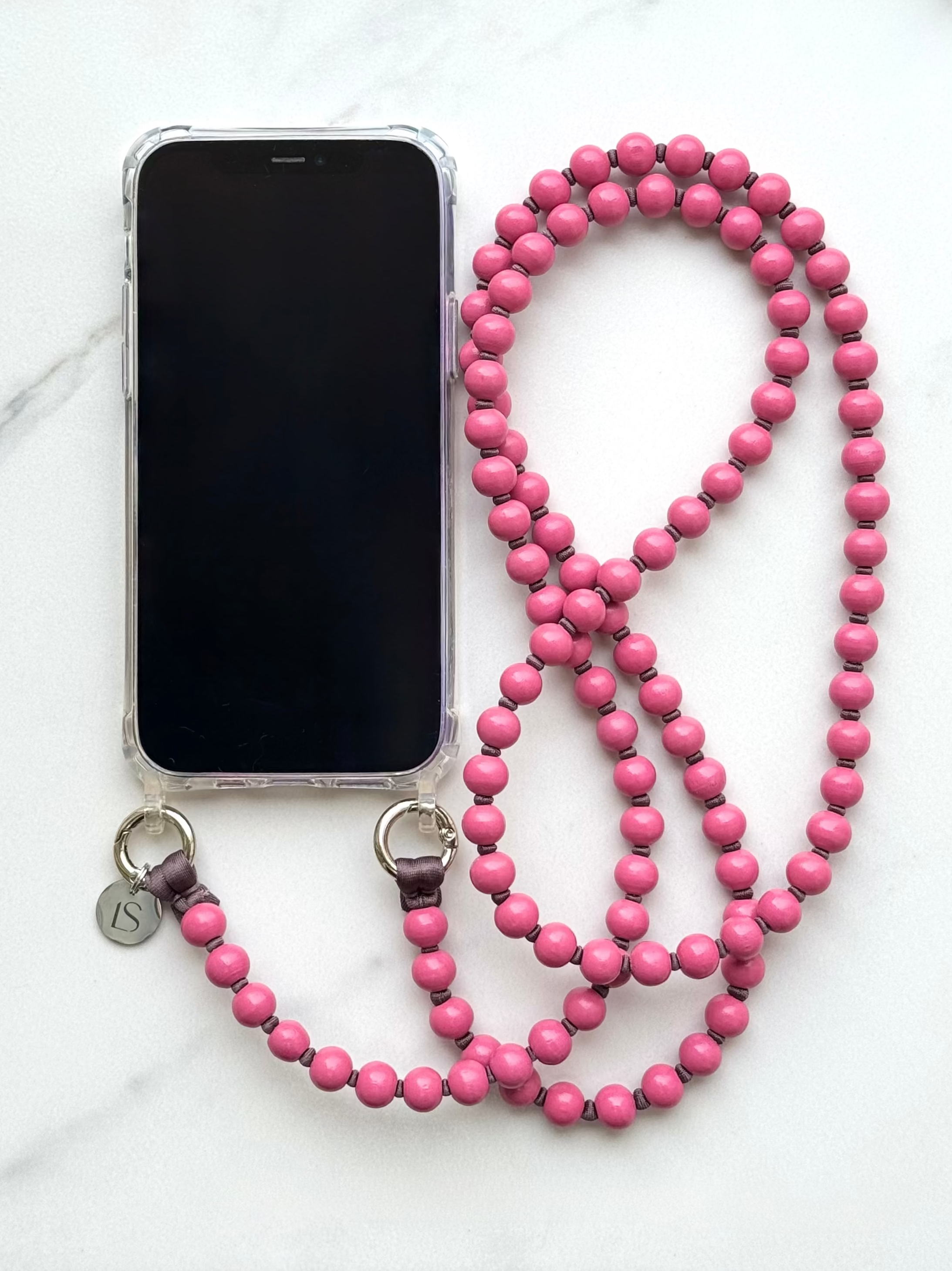 Korálkový popruh na telefon – Raspberry
