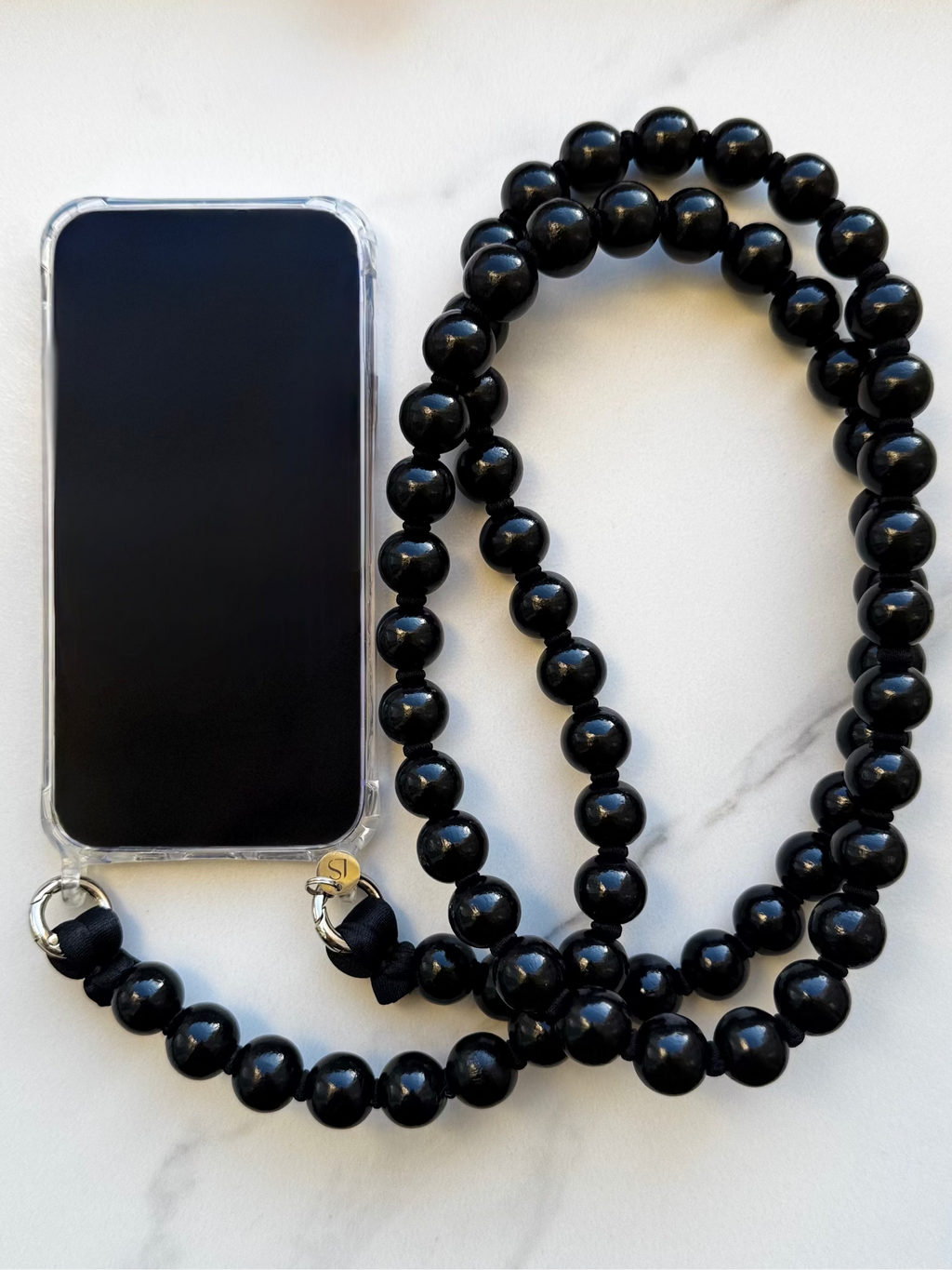 Beaded phone strap extra – black