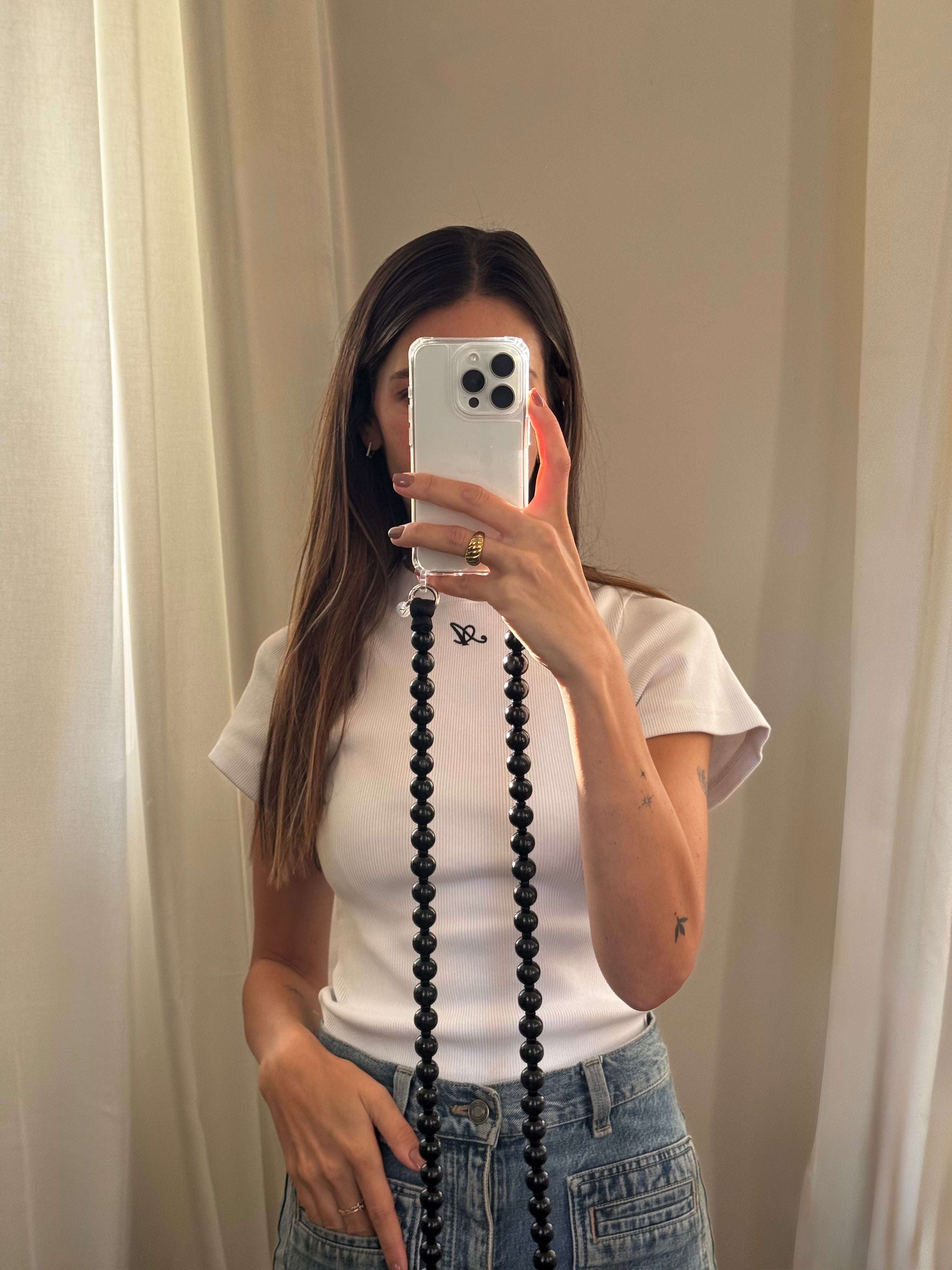 Beaded phone strap extra – black